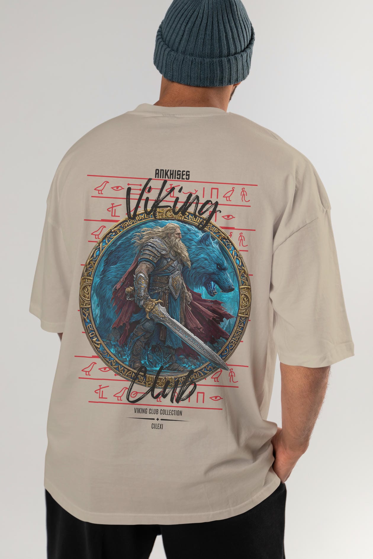 Tyr Arka Baskılı Oversize t-shirt Erkek Kadın %100 Pamuk Bisiklet Yaka tişort