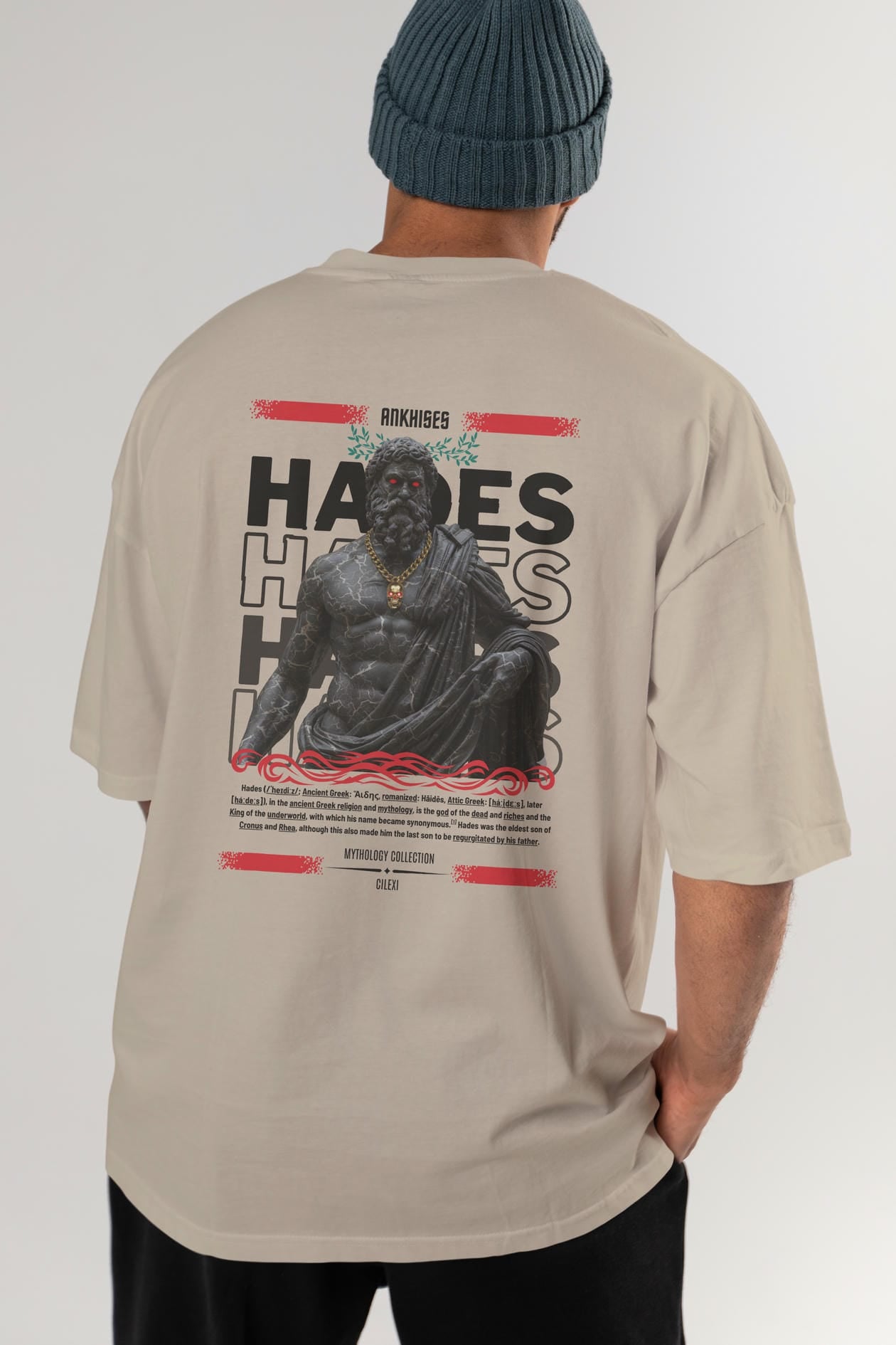 Hades 1 Arka Baskılı Oversize t-shirt Erkek Kadın %100 Pamuk Bisiklet Yaka tişort