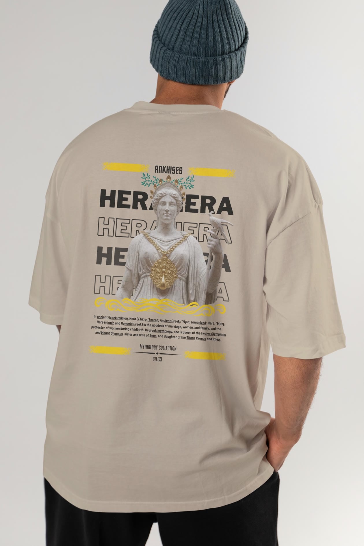 Hera 2 Arka Baskılı Oversize t-shirt Erkek Kadın %100 Pamuk Bisiklet Yaka tişort