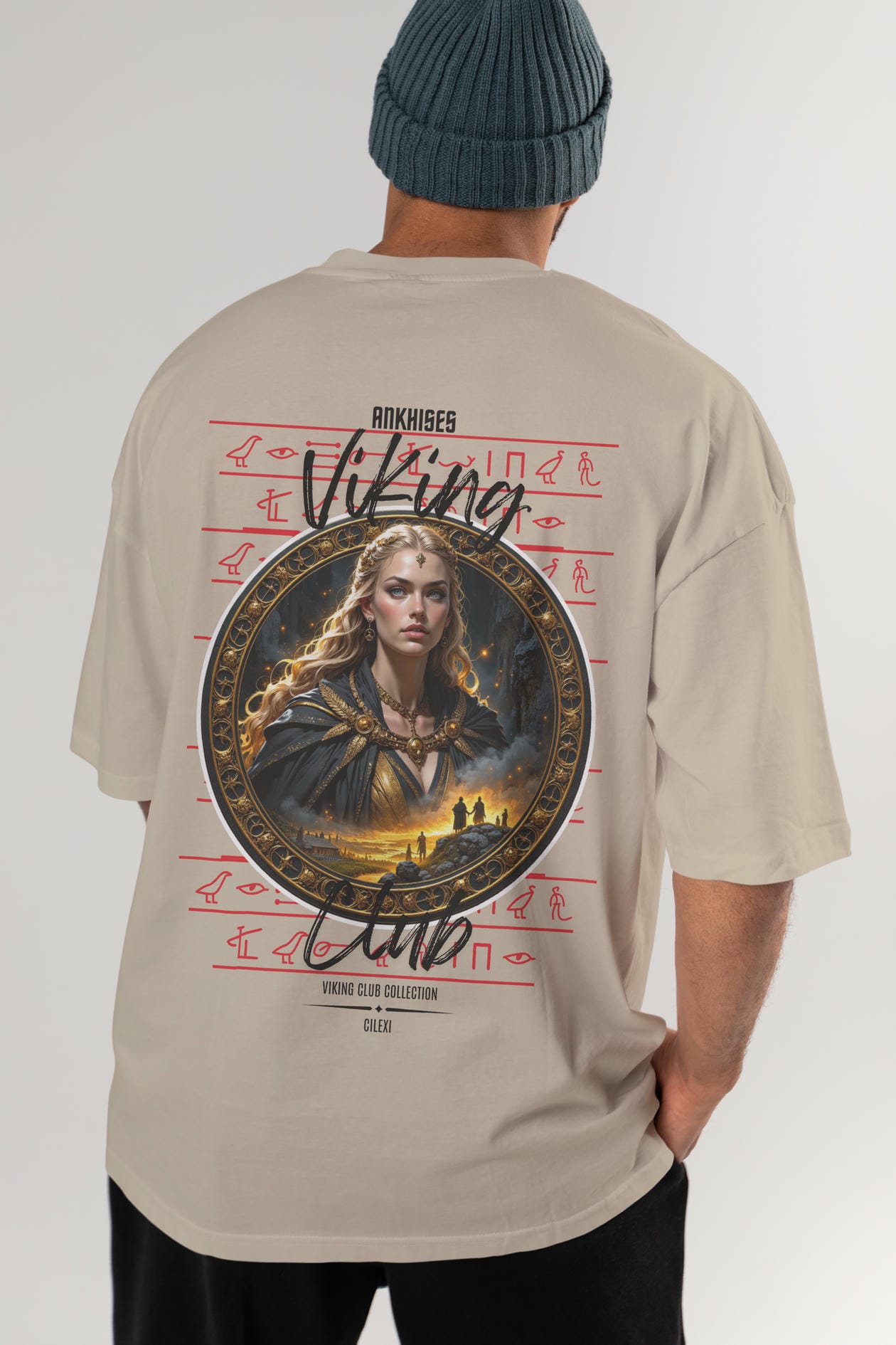 Viking Mitolojisi Serisi 1 Arka Baskılı Oversize t-shirt Erkek Kadın %100 Pamuk Bisiklet Yaka tişort