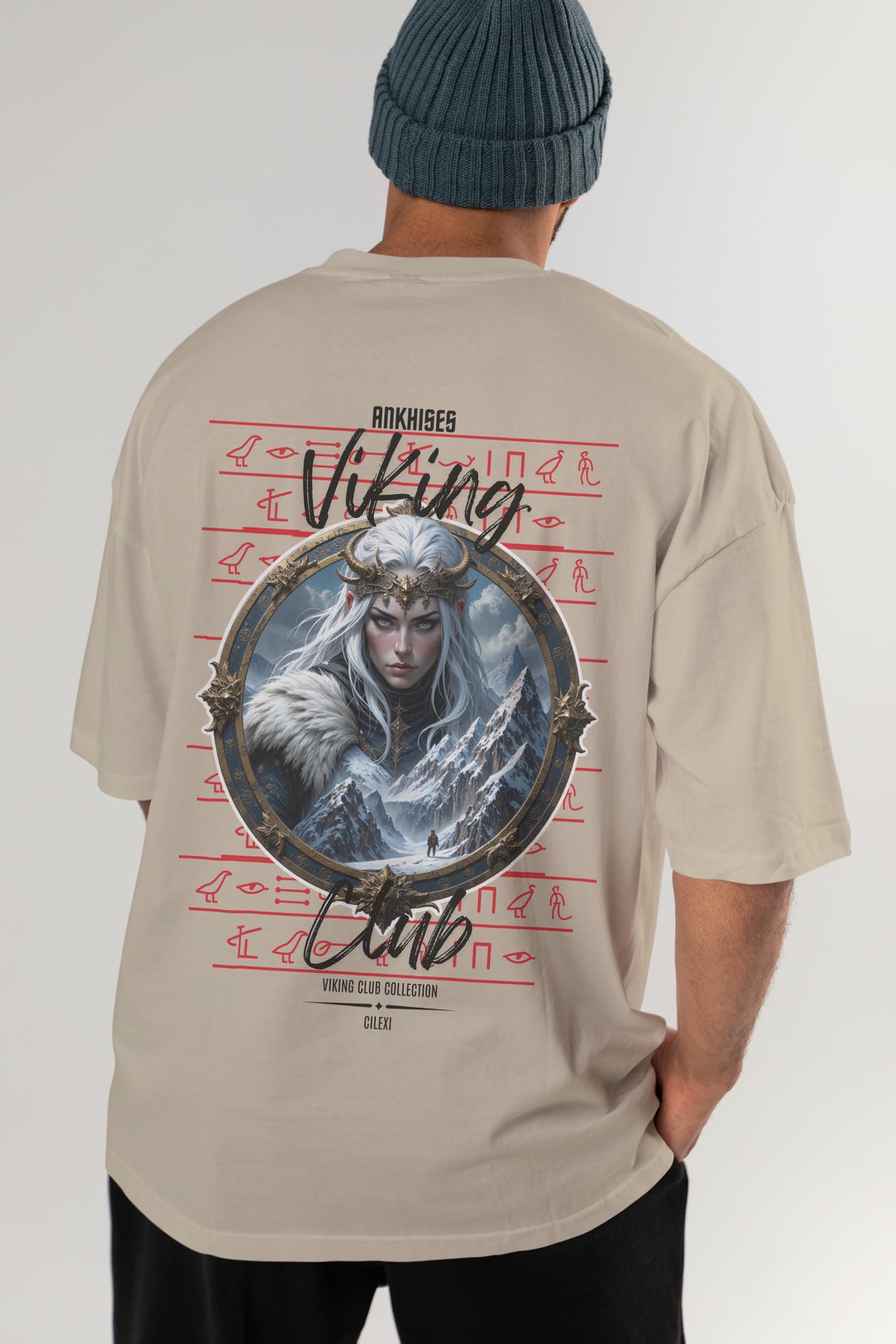 Viking Mitolojisi Serisi 19 Arka Baskılı Oversize t-shirt Erkek Kadın %100 Pamuk Bisiklet Yaka tişort