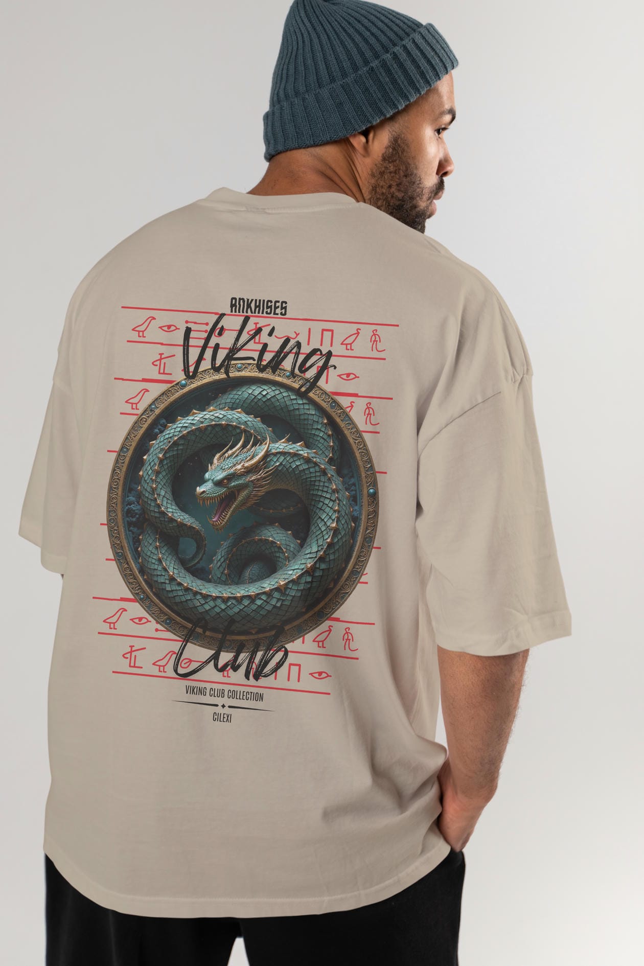 Viking Mitolojisi Serisi 25 Arka Baskılı Oversize t-shirt Erkek Kadın %100 Pamuk Bisiklet Yaka tişort