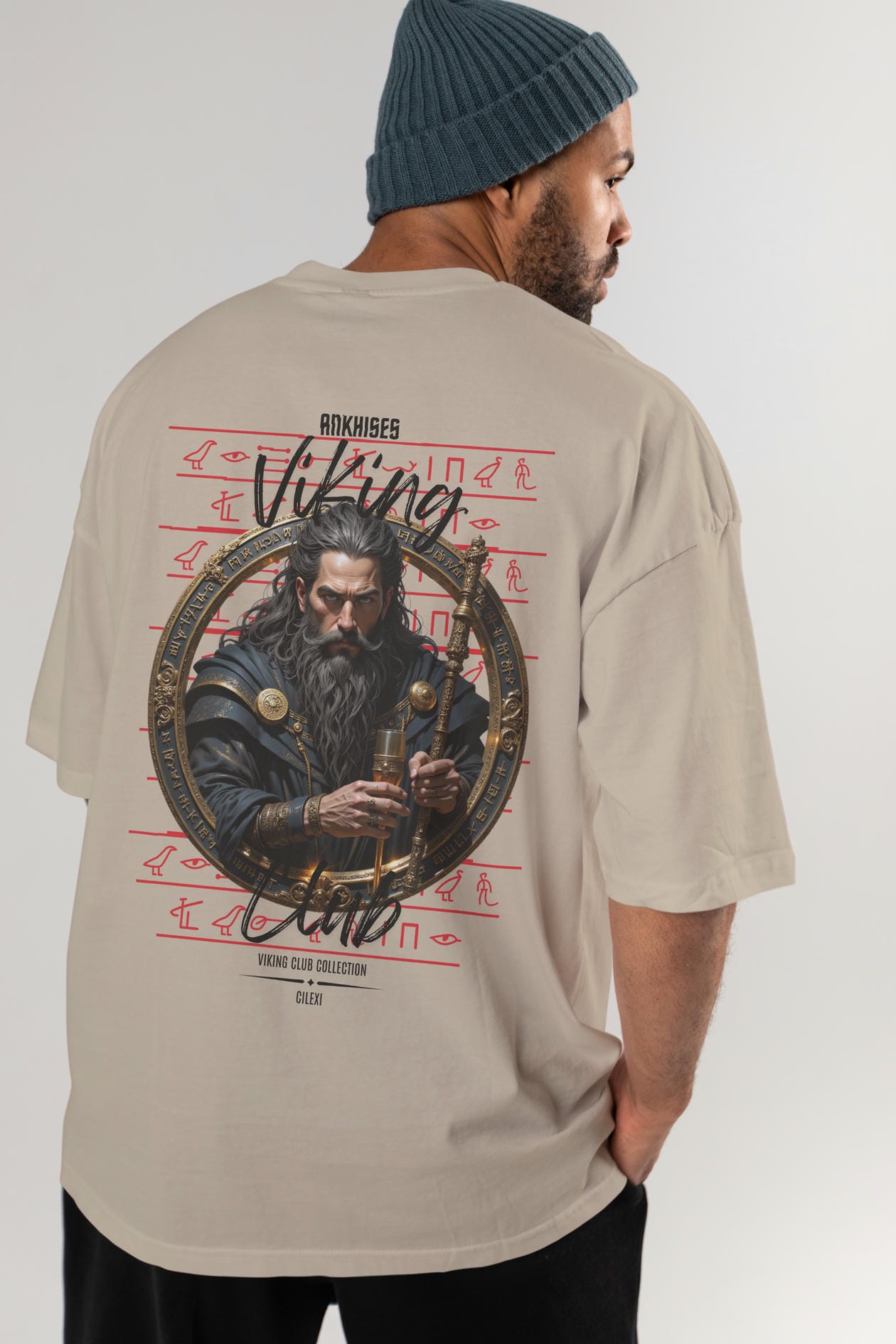 Viking Mitolojisi Serisi 20 Arka Baskılı Oversize t-shirt Erkek Kadın %100 Pamuk Bisiklet Yaka tişort