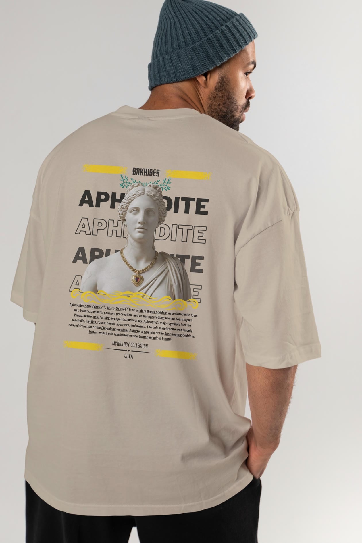 Aphrodite 1 Arka Baskılı Oversize t-shirt Erkek Kadın %100 Pamuk Bisiklet Yaka tişort