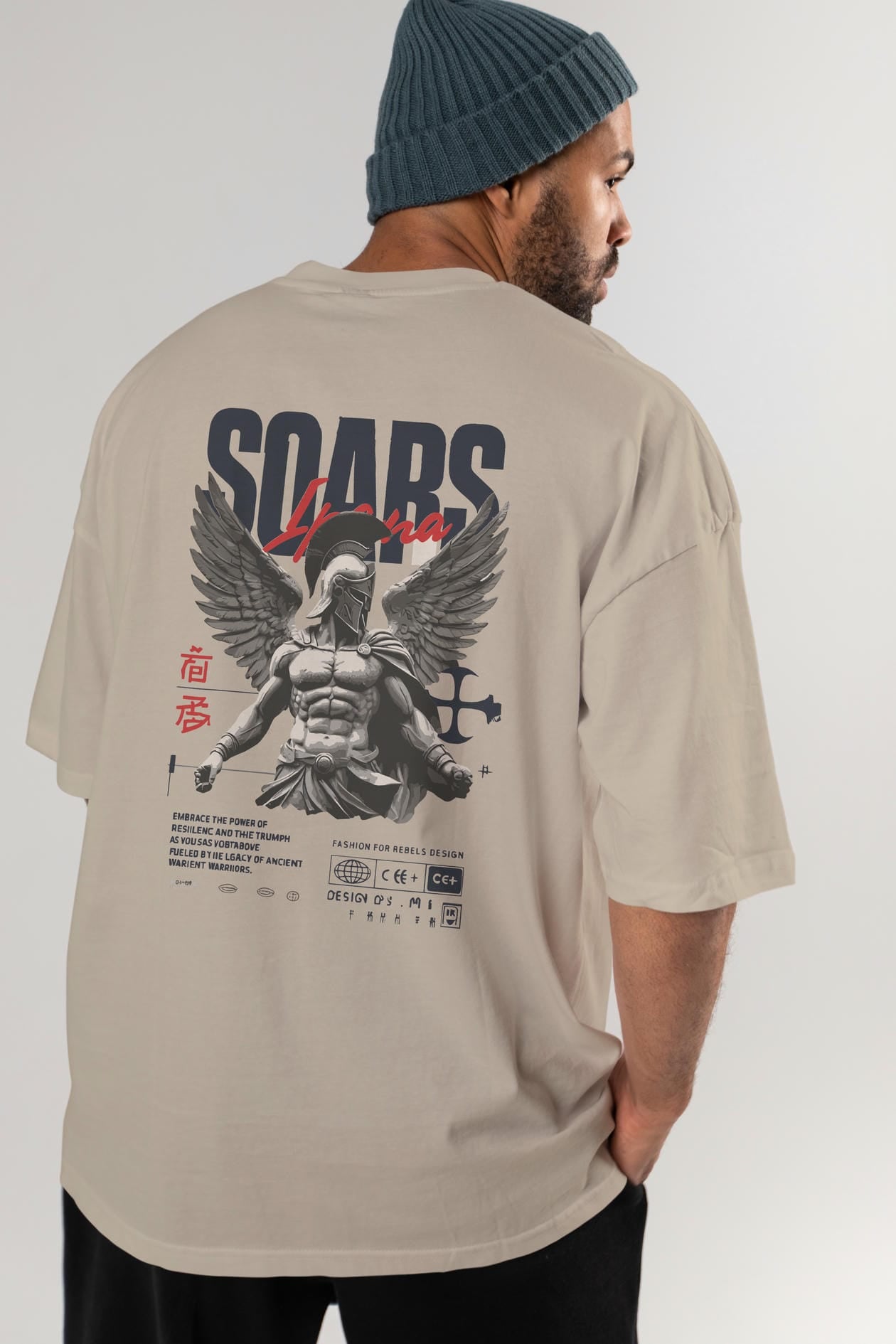 Soars Arka Baskılı Oversize t-shirt Erkek Kadın %100 Pamuk Bisiklet Yaka tişort