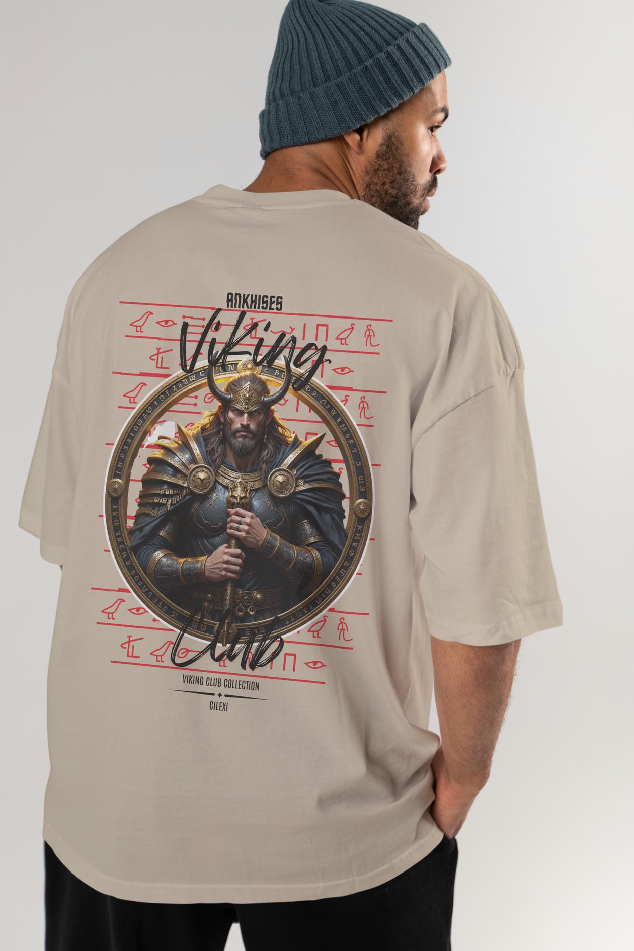 Viking Mitolojisi Serisi 8 Arka Baskılı Oversize t-shirt Erkek Kadın %100 Pamuk Bisiklet Yaka tişort