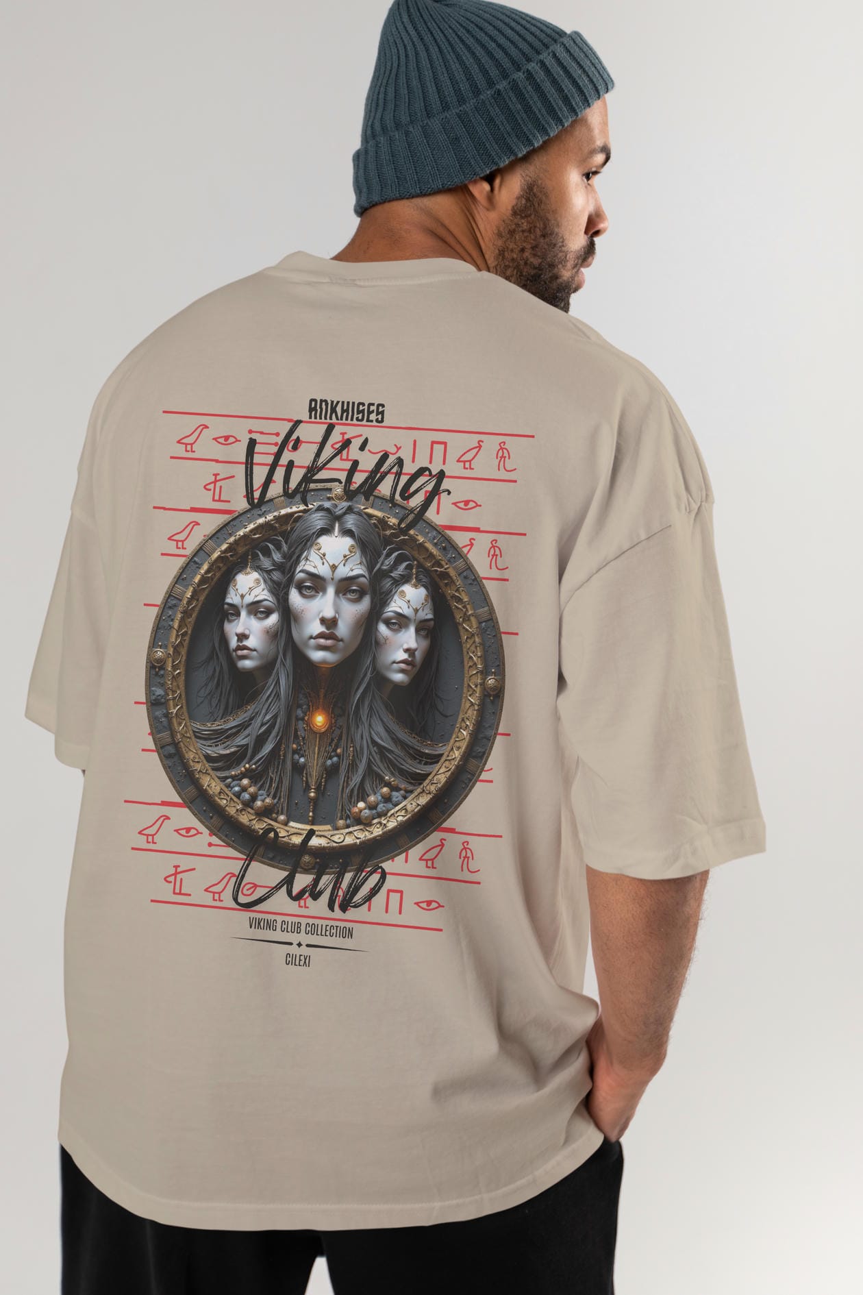 Viking Mitolojisi Serisi 23 Arka Baskılı Oversize t-shirt Erkek Kadın %100 Pamuk Bisiklet Yaka tişort