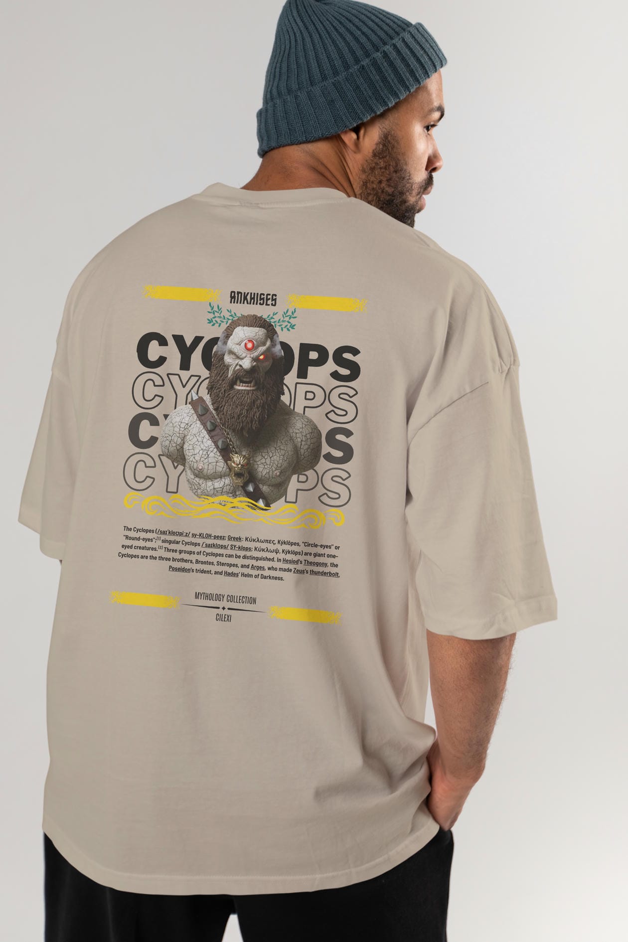 Cyclopes 1 Arka Baskılı Oversize t-shirt Erkek Kadın %100 Pamuk Bisiklet Yaka tişort