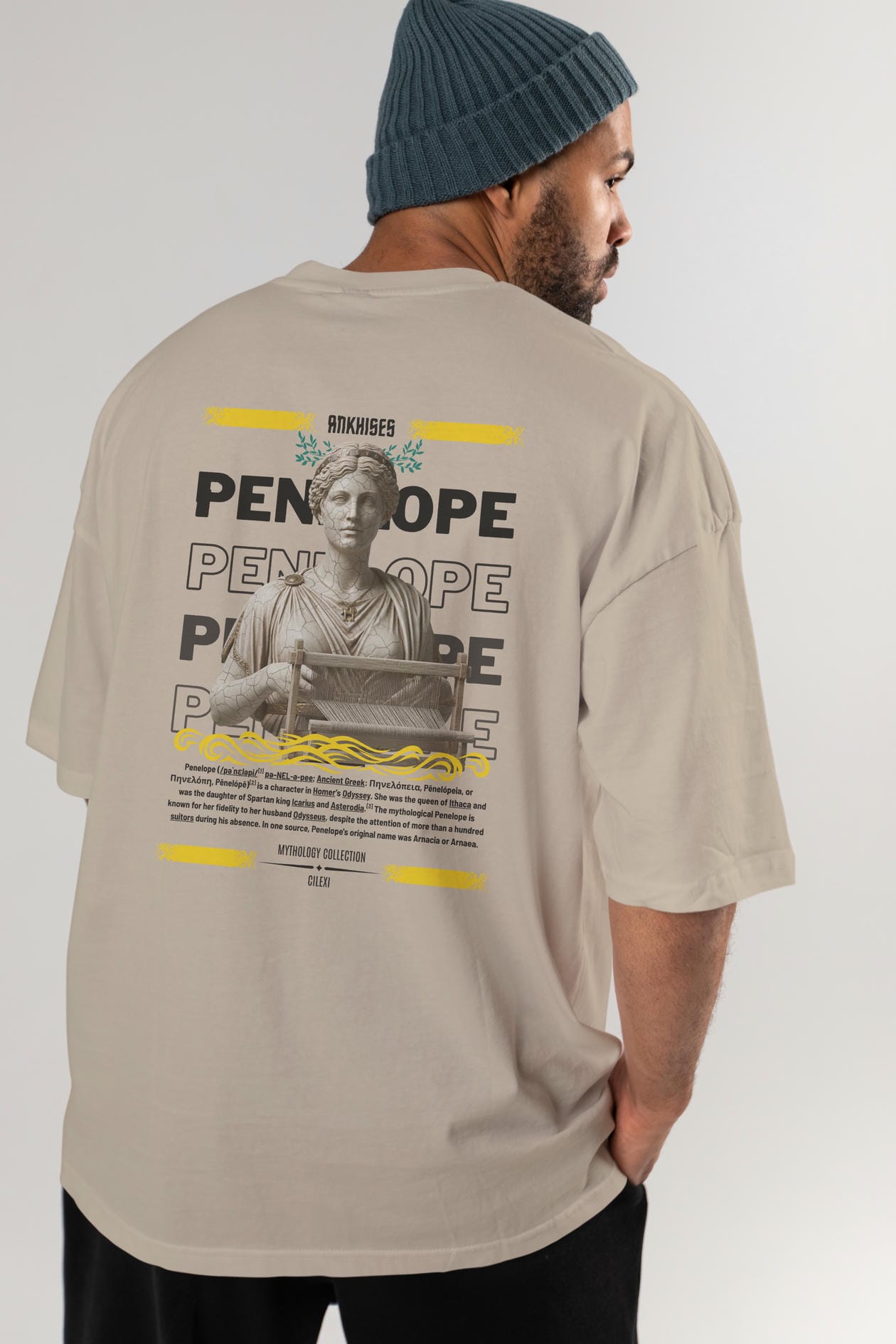 Penelope 2 Arka Baskılı Oversize t-shirt Erkek Kadın %100 Pamuk Bisiklet Yaka tişort