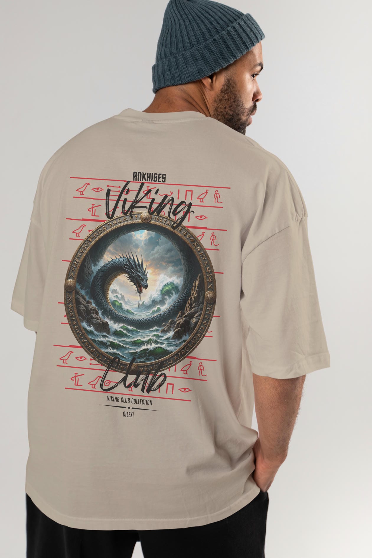 Viking Mitolojisi Serisi 26 Arka Baskılı Oversize t-shirt Erkek Kadın %100 Pamuk Bisiklet Yaka tişort