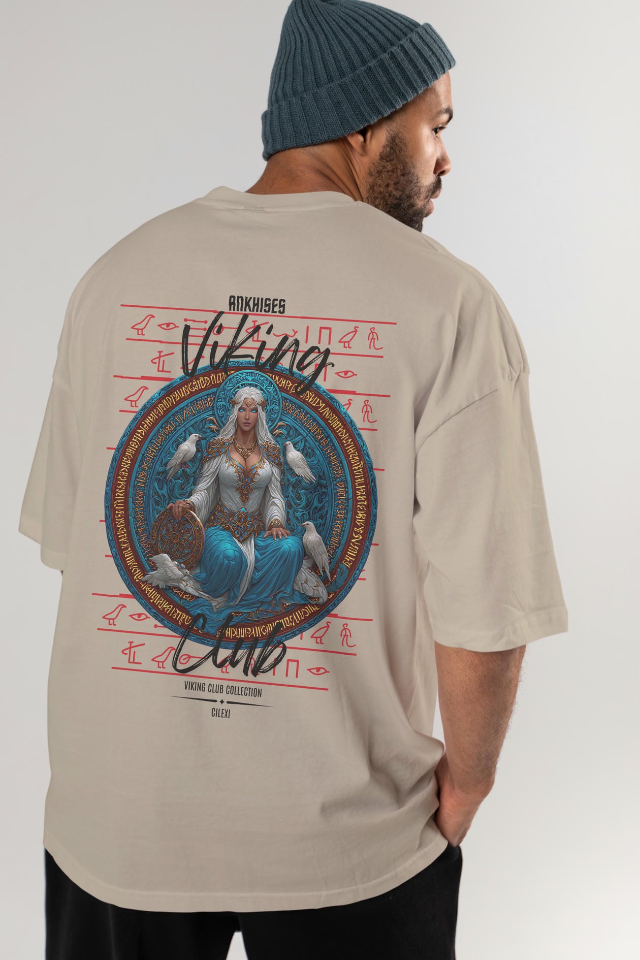 Frigg Baskılı Oversize t-shirt Erkek Kadın %100 Pamuk Bisiklet Yaka tişort