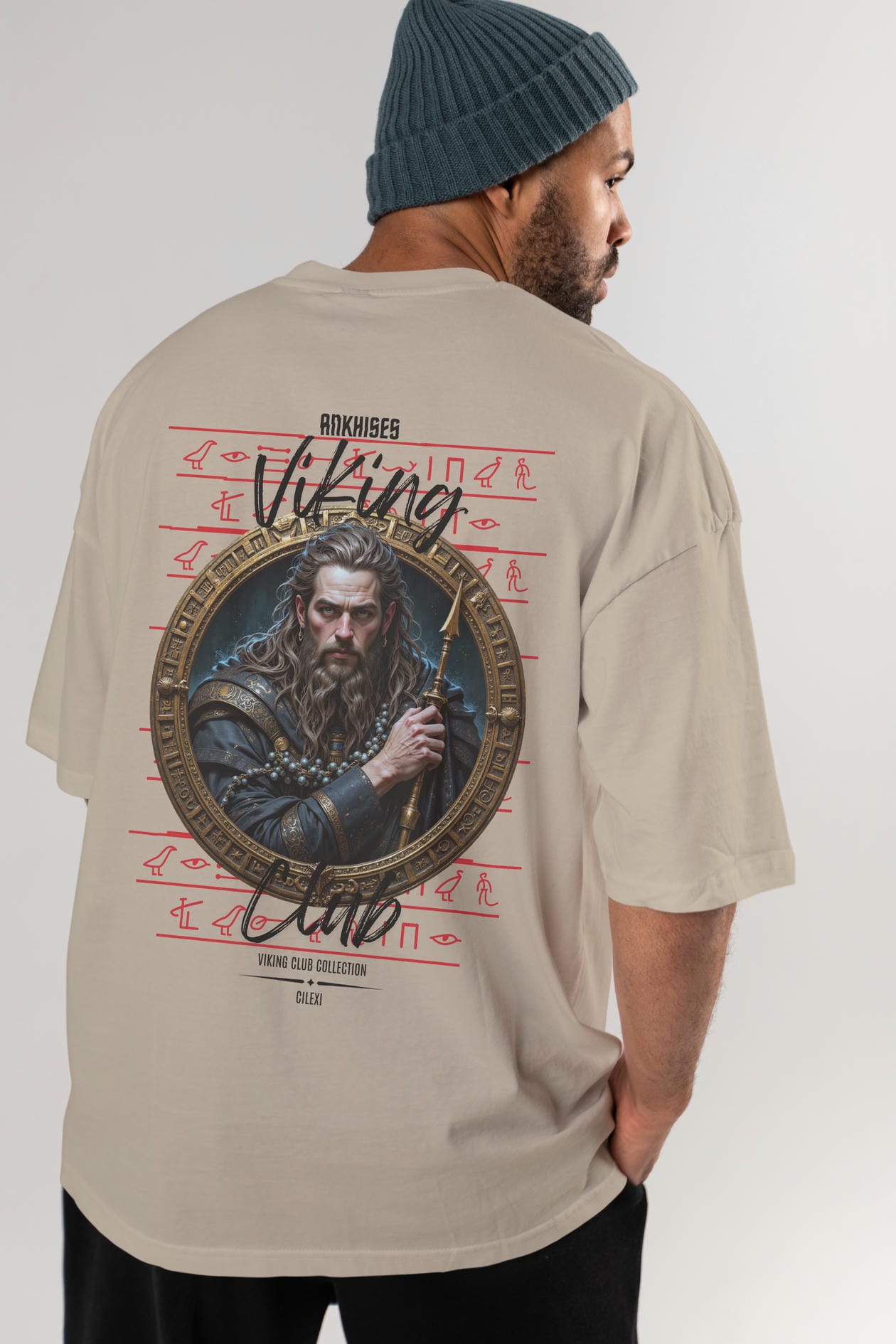 Viking Mitolojisi Serisi 12 Arka Baskılı Oversize t-shirt Erkek Kadın %100 Pamuk Bisiklet Yaka tişort