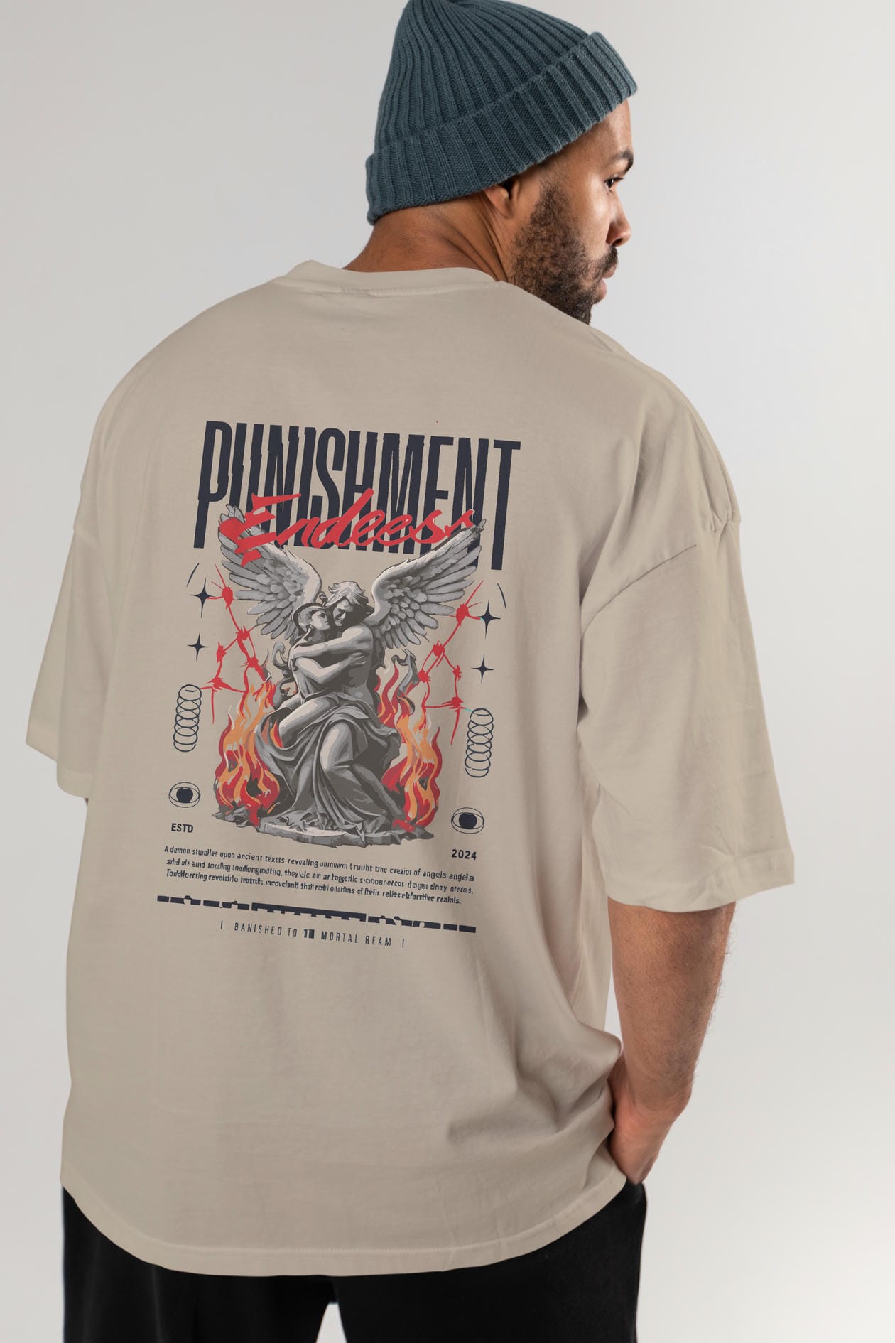 Punishment Endeess Arka Baskılı Oversize t-shirt Erkek Kadın %100 Pamuk Bisiklet Yaka tişort