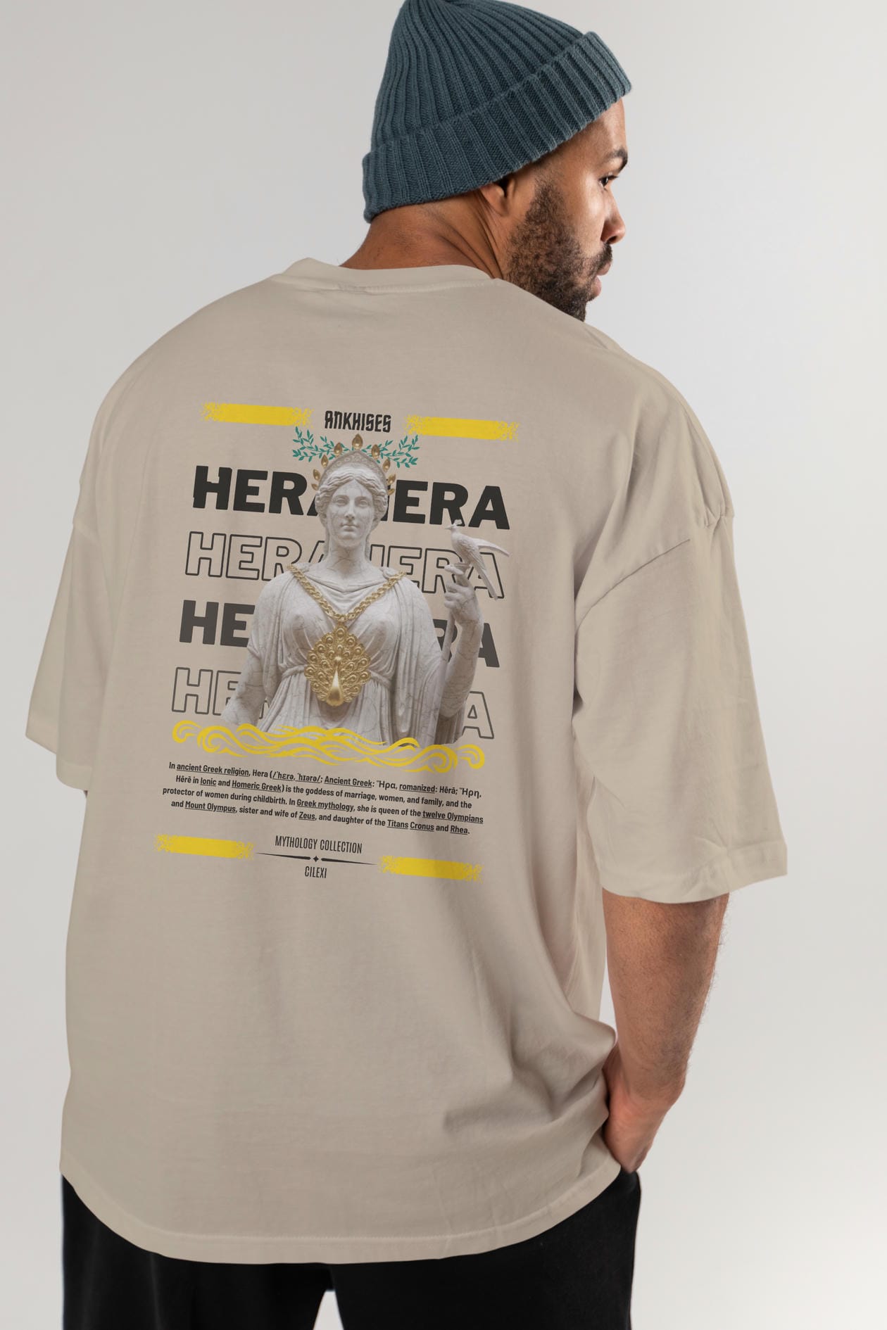 Hera 2 Arka Baskılı Oversize t-shirt Erkek Kadın %100 Pamuk Bisiklet Yaka tişort