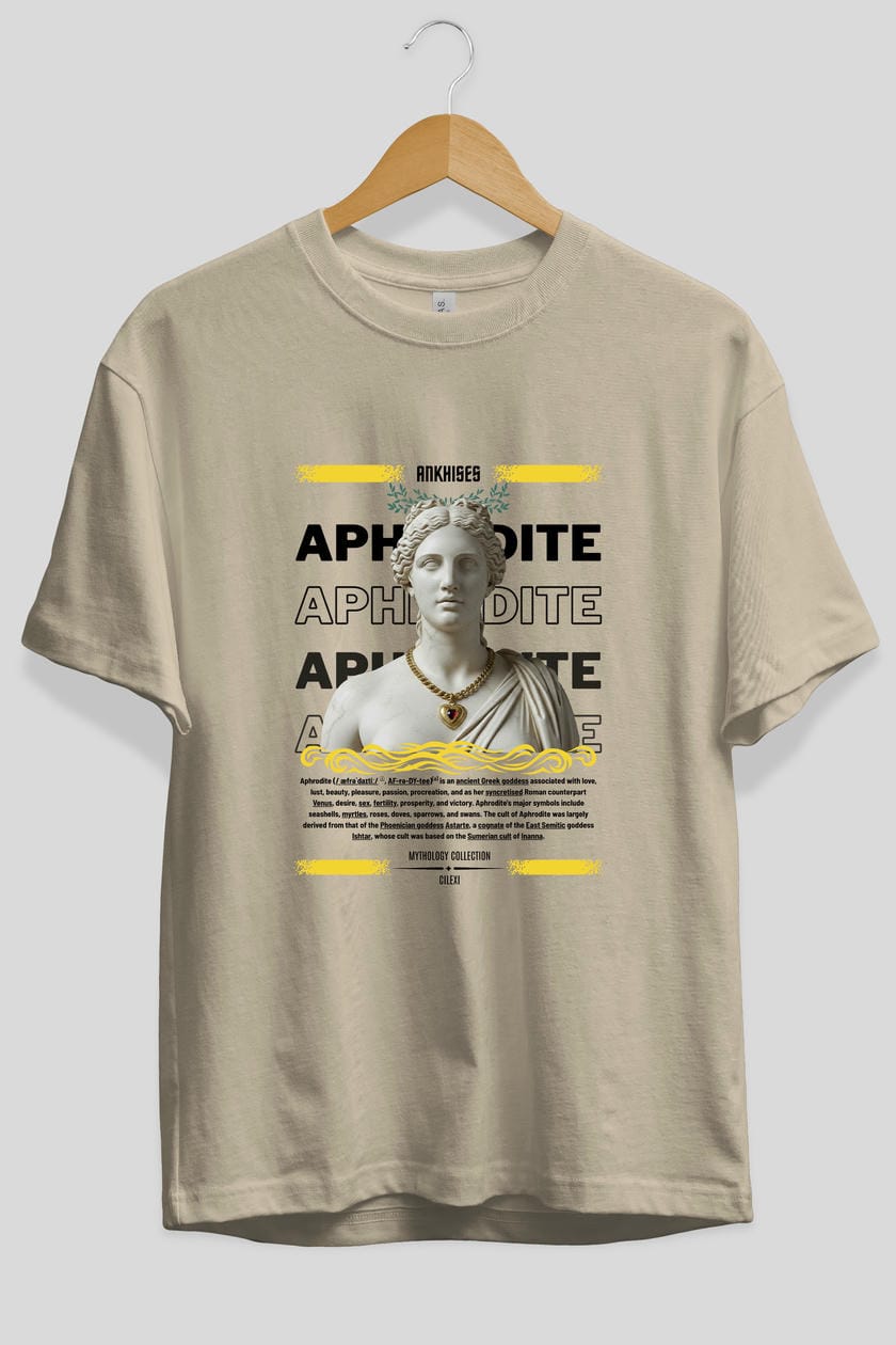 Aphrodite 1 ön Baskılı Oversize t-shirt Erkek Kadın %100 Pamuk Bisiklet Yaka tişort