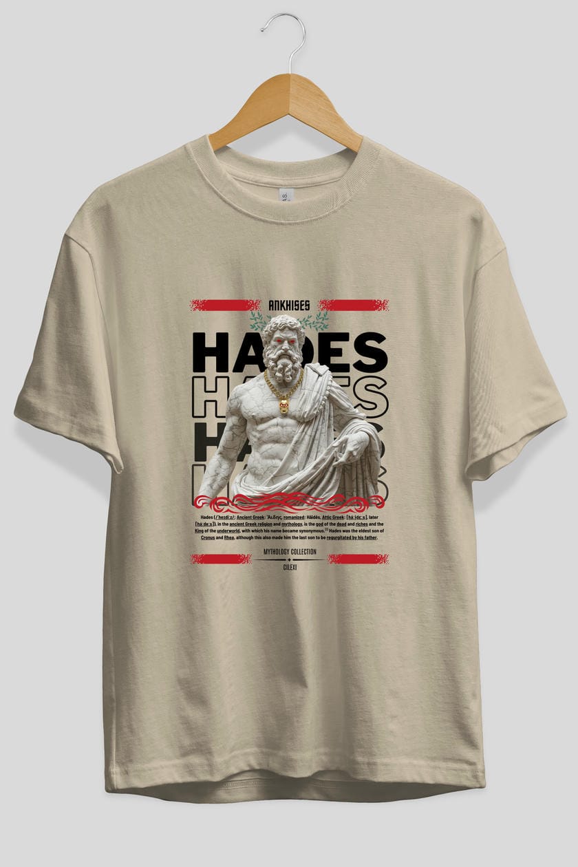 Hades 2 ön Baskılı Oversize t-shirt Erkek Kadın %100 Pamuk Bisiklet Yaka tişort
