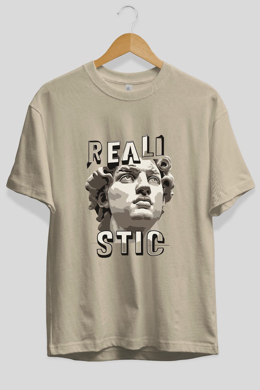 Realistic ön Baskılı Oversize t-shirt Erkek Kadın %100 Pamuk Bisiklet Yaka tişort