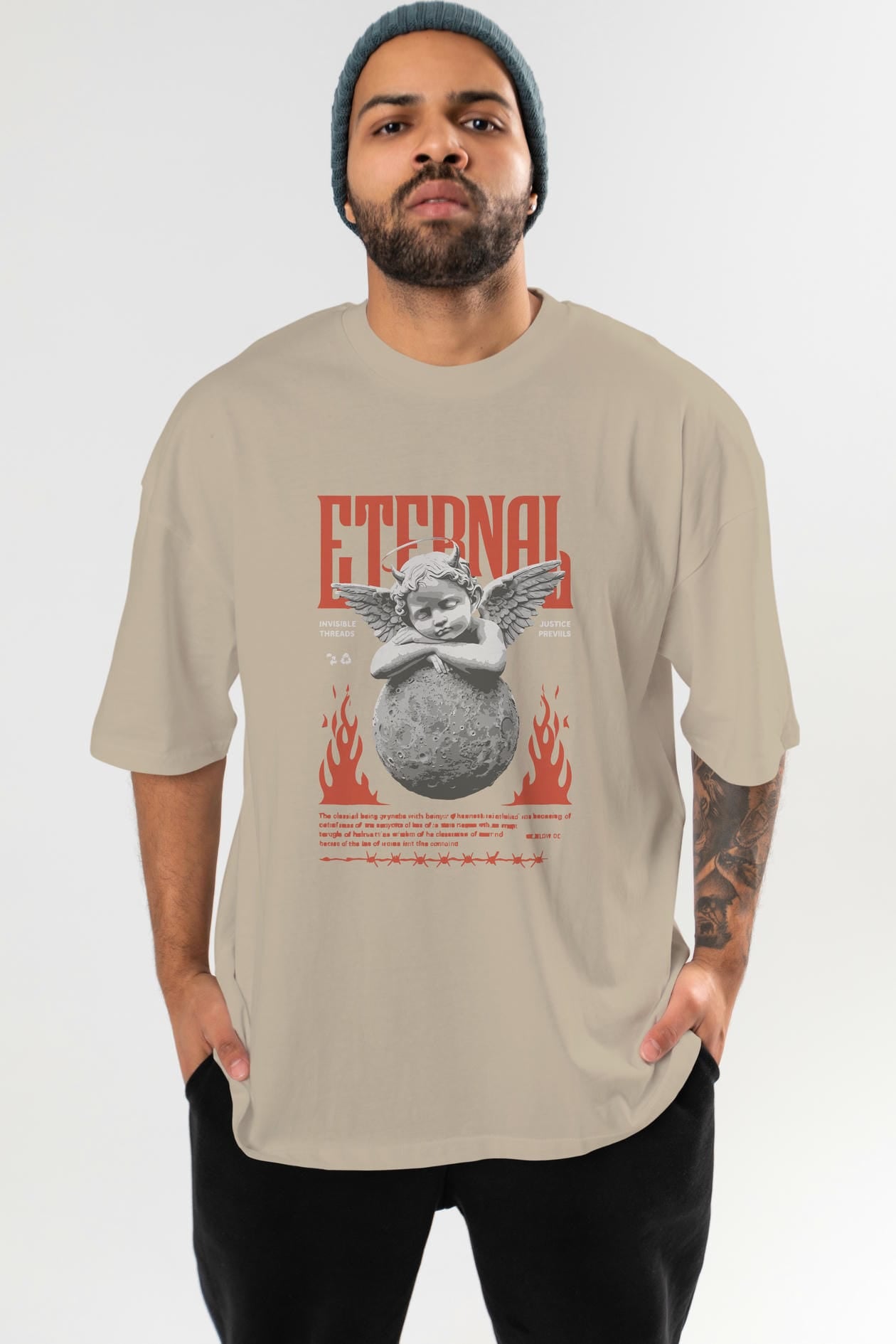 Eternal ön Baskılı Oversize t-shirt Erkek Kadın %100 Pamuk Bisiklet Yaka tişort