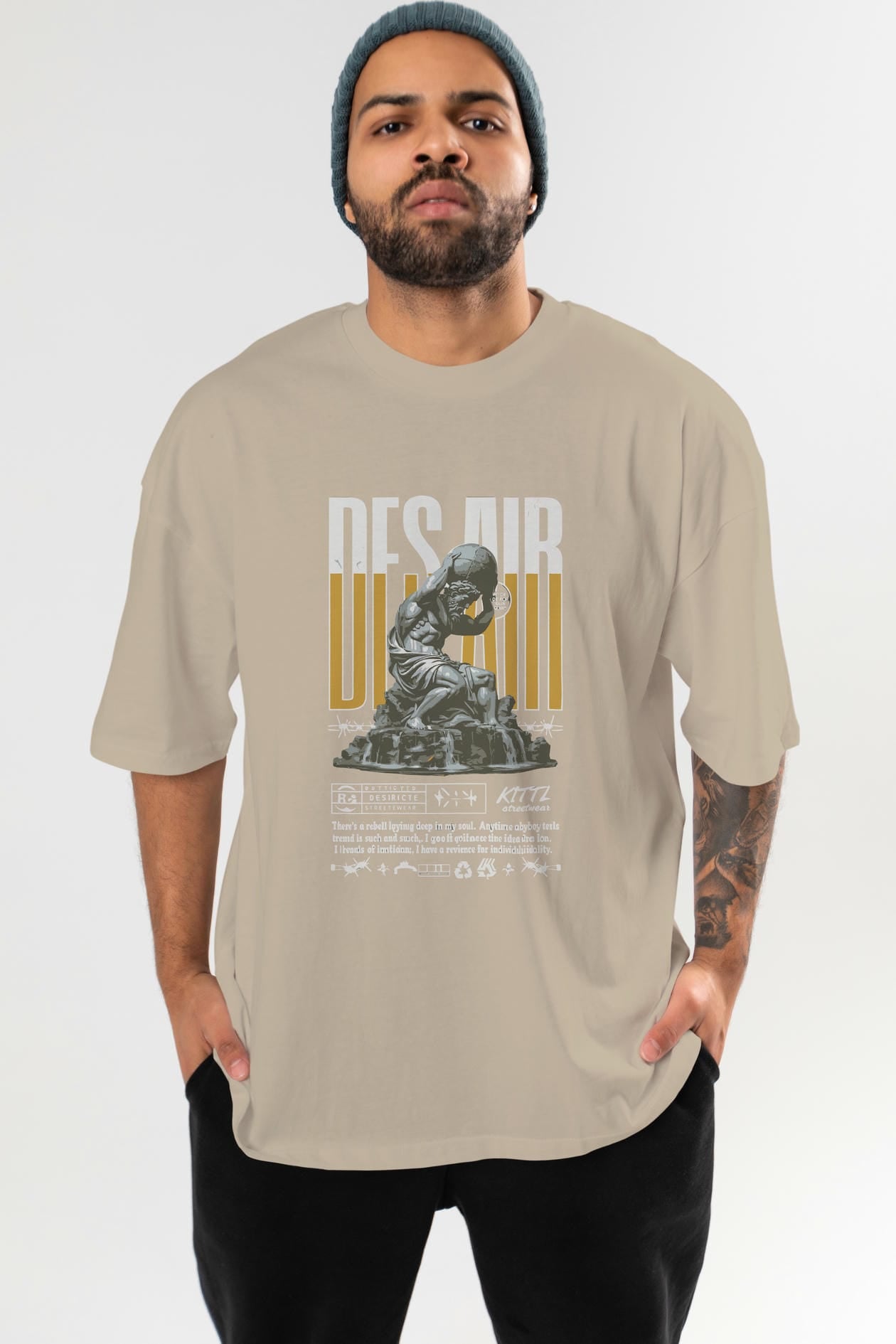 Des air ön Baskılı Oversize t-shirt Erkek Kadın %100 Pamuk Bisiklet Yaka tişort