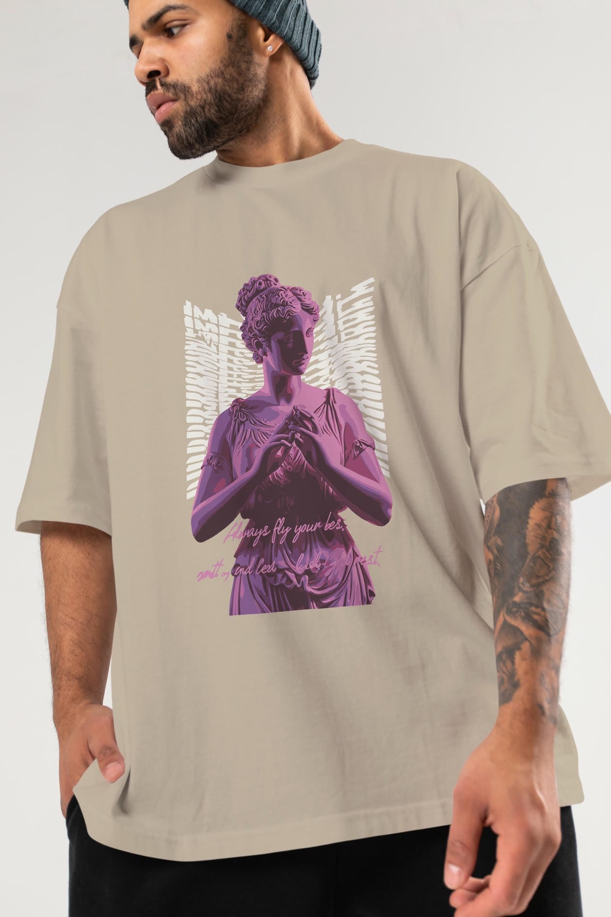 Always Fly ön Baskılı Oversize t-shirt Erkek Kadın %100 Pamuk Bisiklet Yaka tişort