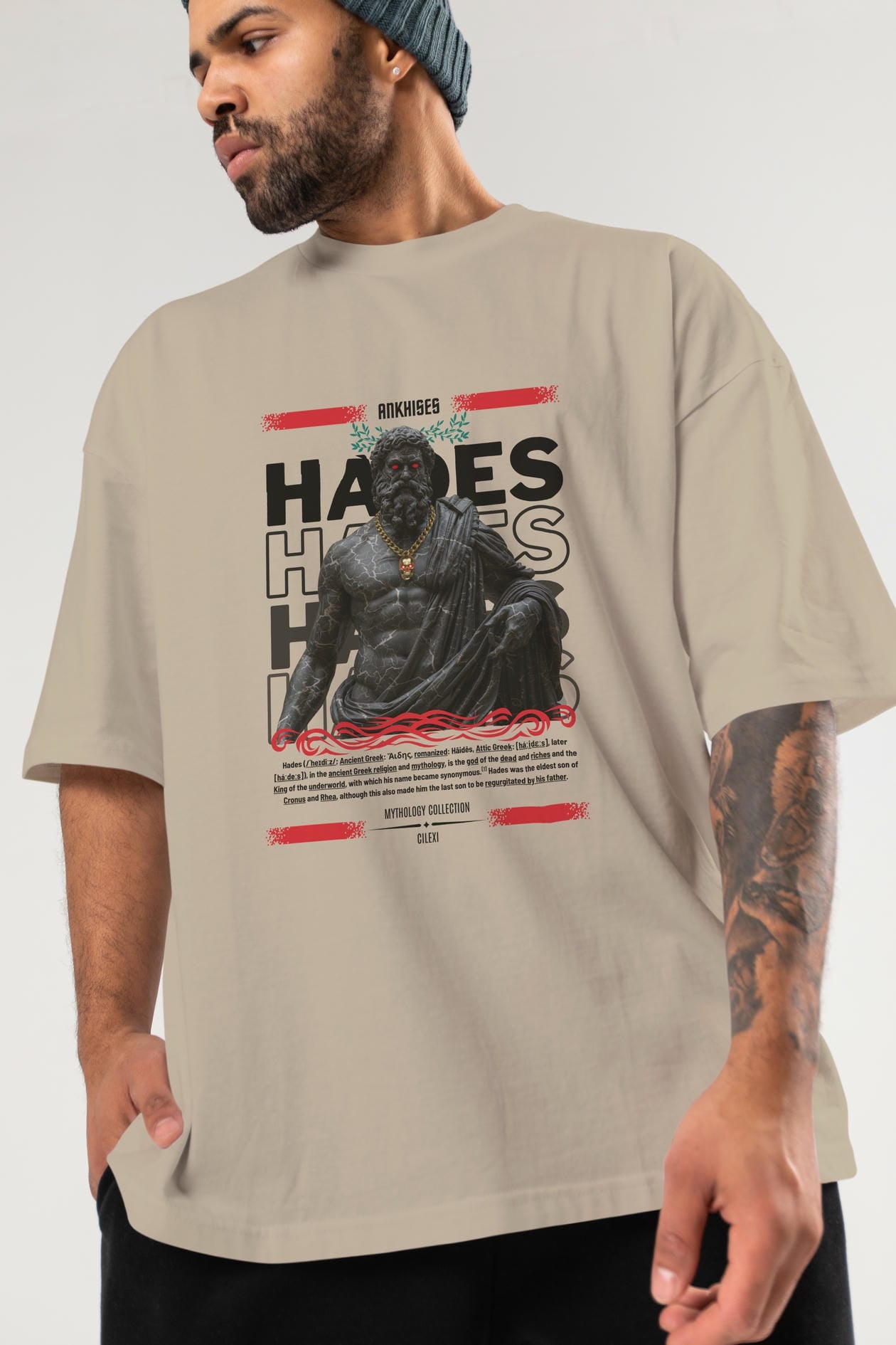 Hades 1 ön Baskılı Oversize t-shirt Erkek Kadın %100 Pamuk Bisiklet Yaka tişort