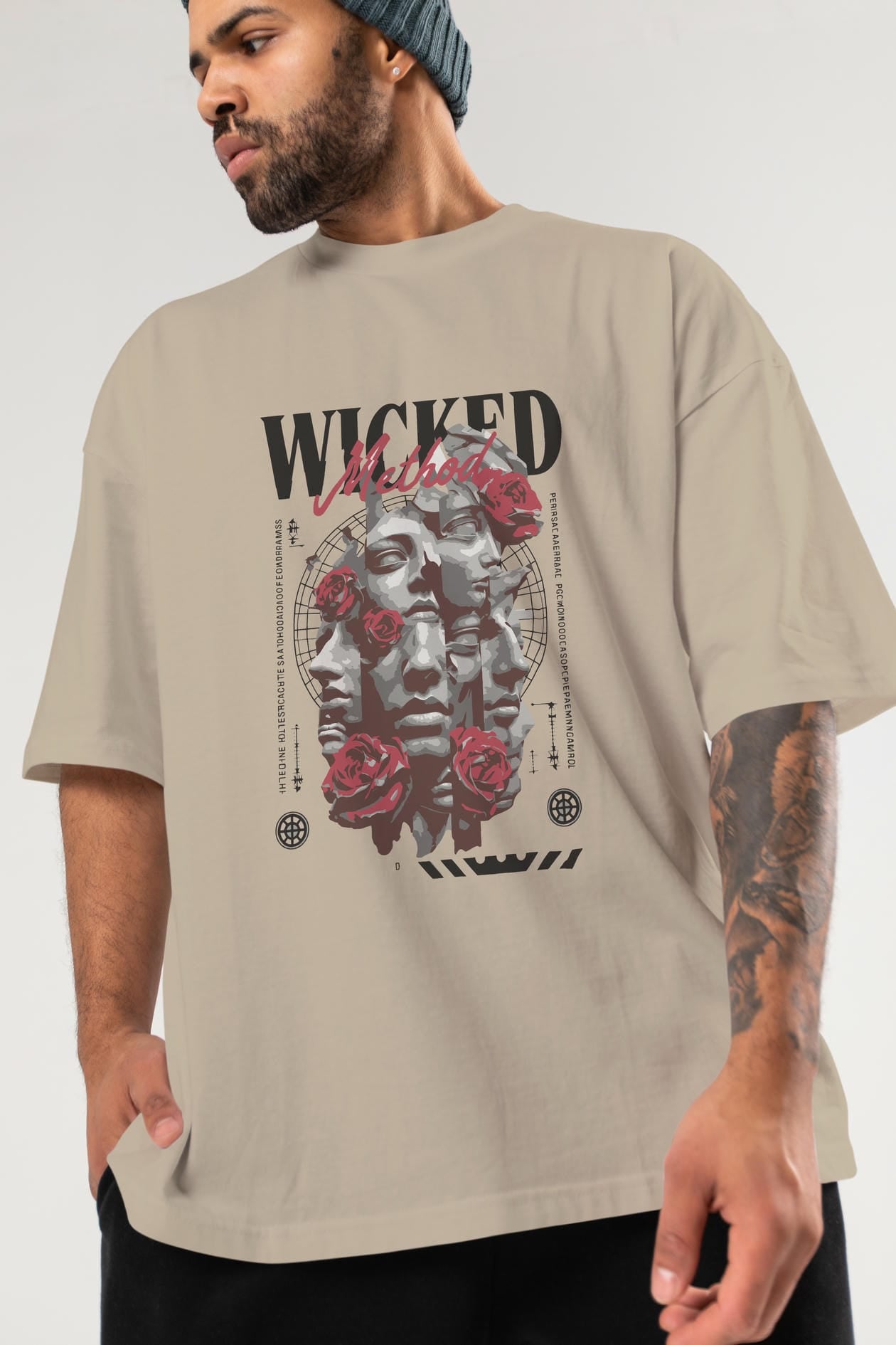 Wicked Method ön Baskılı Oversize t-shirt Erkek Kadın %100 Pamuk Bisiklet Yaka tişort