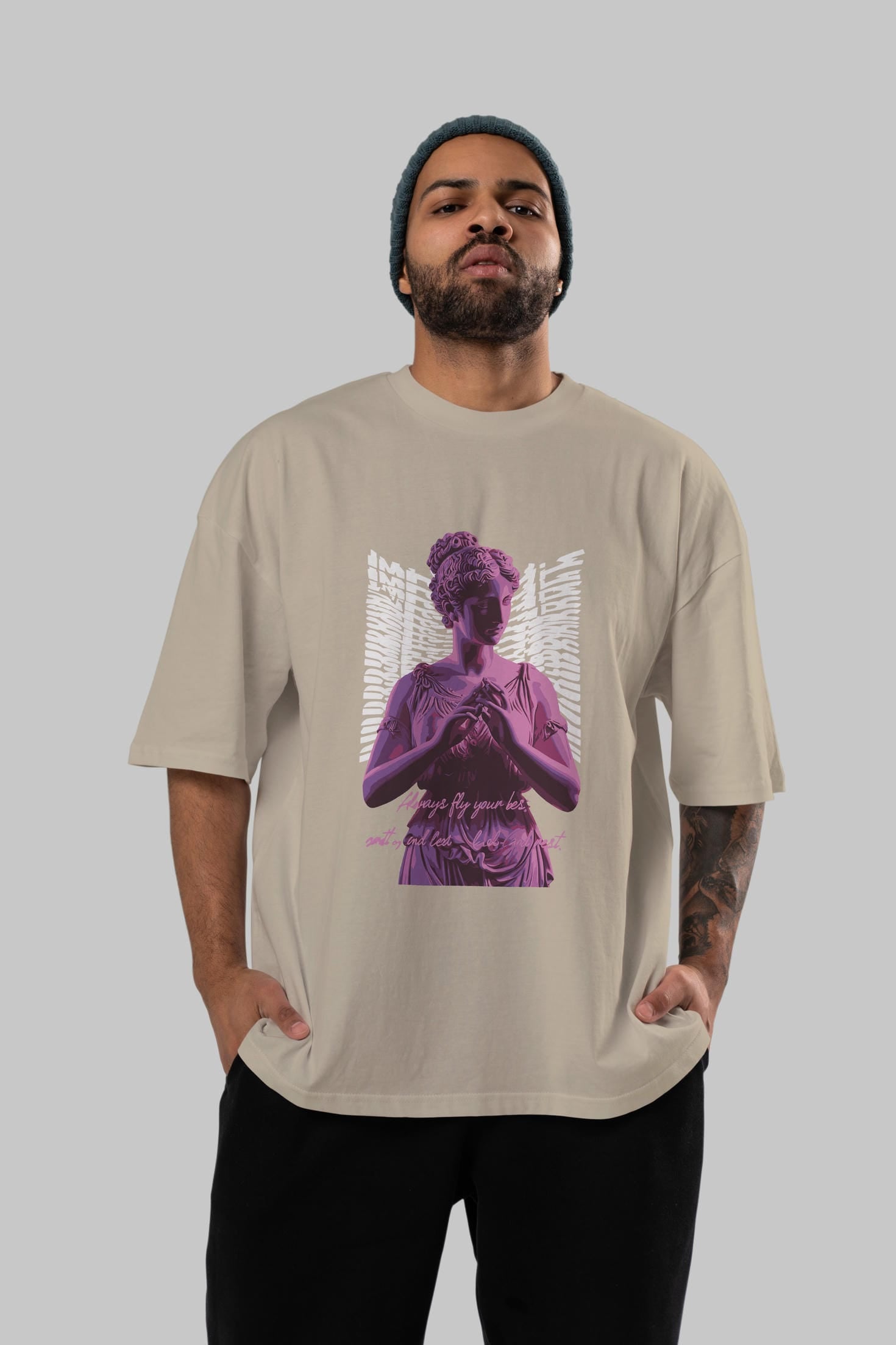 Always Fly ön Baskılı Oversize t-shirt Erkek Kadın %100 Pamuk Bisiklet Yaka tişort