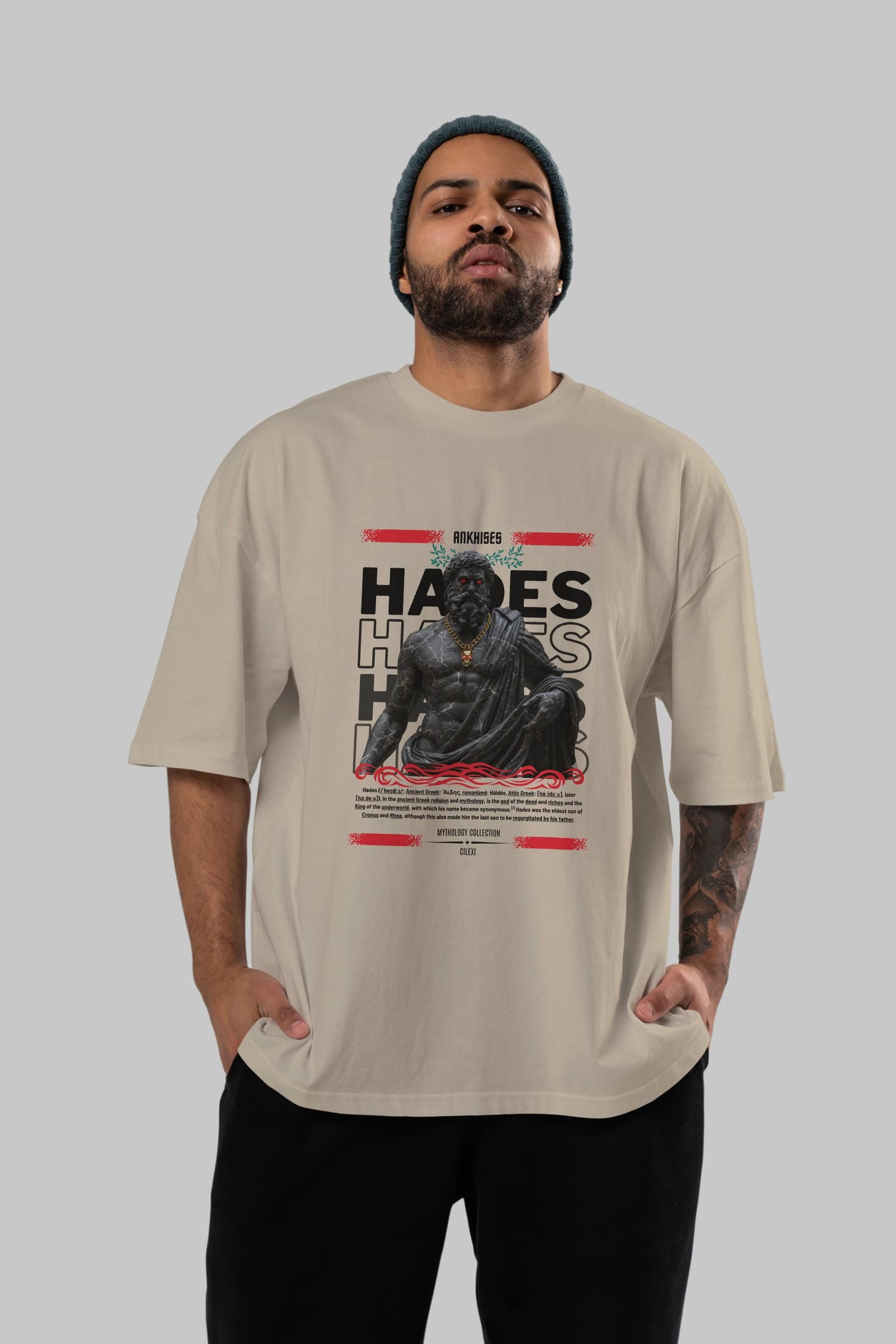 Hades 1 ön Baskılı Oversize t-shirt Erkek Kadın %100 Pamuk Bisiklet Yaka tişort