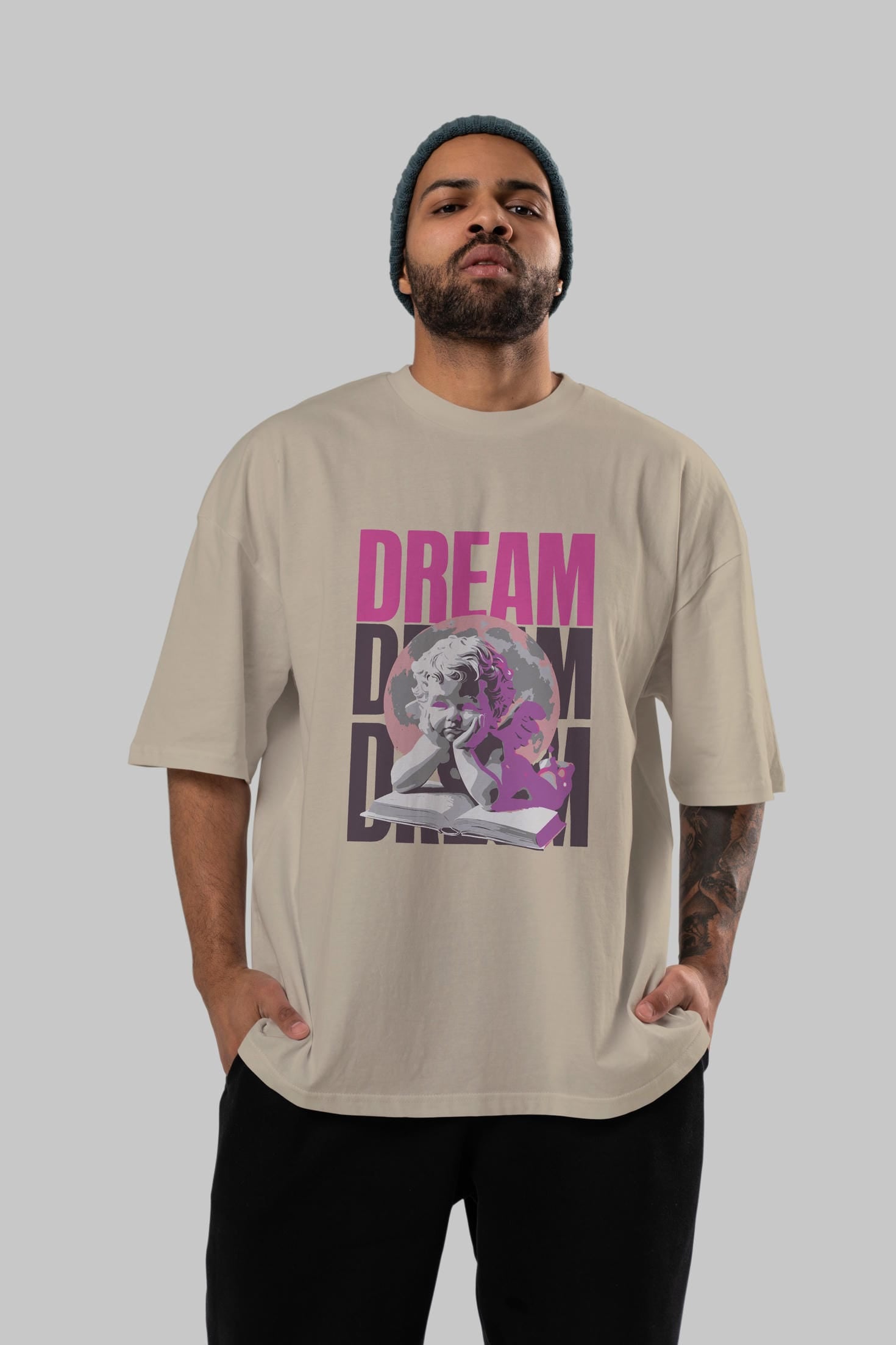 Dream Angel ön Baskılı Oversize t-shirt Erkek Kadın %100 Pamuk Bisiklet Yaka tişort