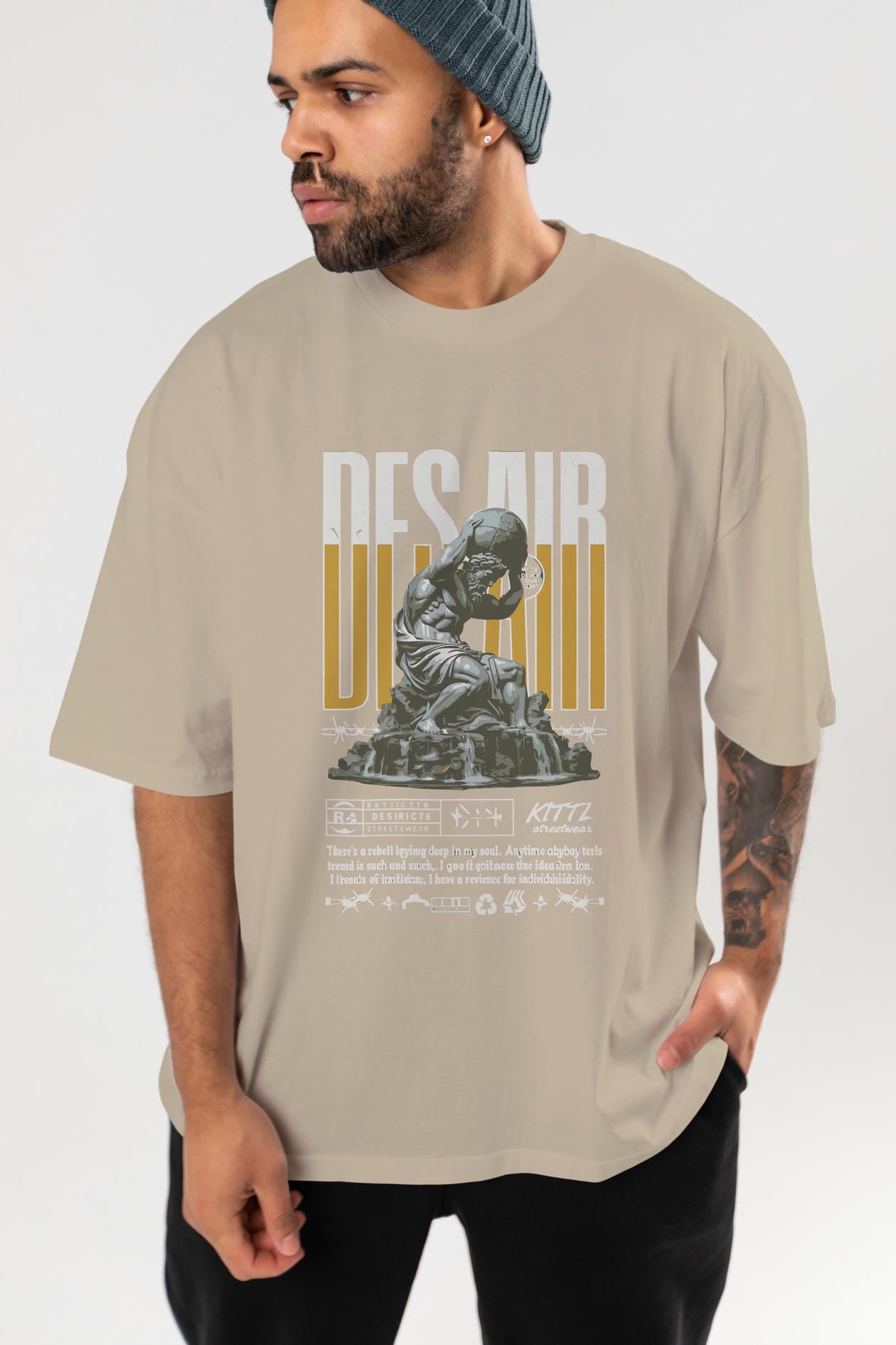 Des air ön Baskılı Oversize t-shirt Erkek Kadın %100 Pamuk Bisiklet Yaka tişort