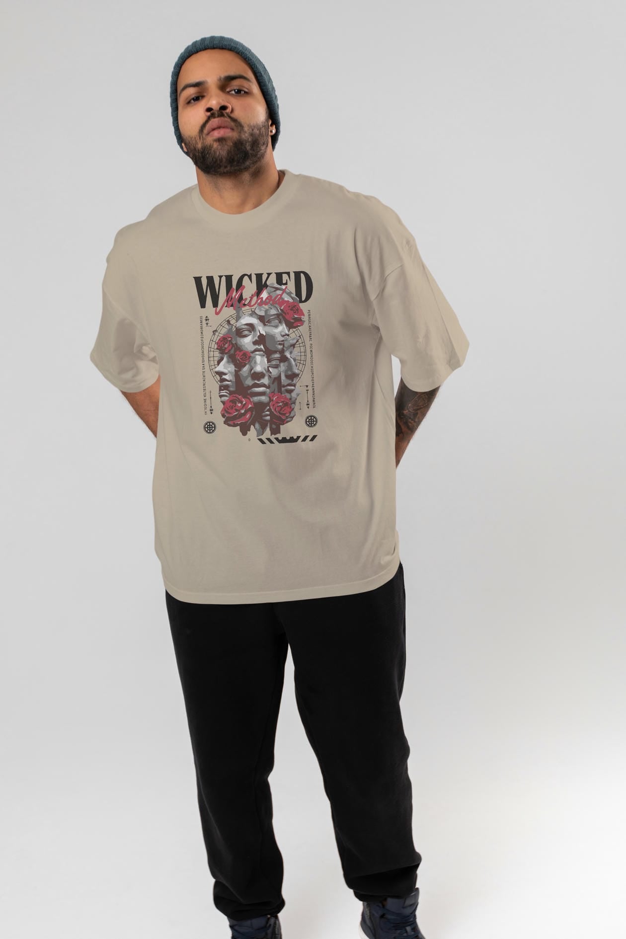 Wicked Method ön Baskılı Oversize t-shirt Erkek Kadın %100 Pamuk Bisiklet Yaka tişort