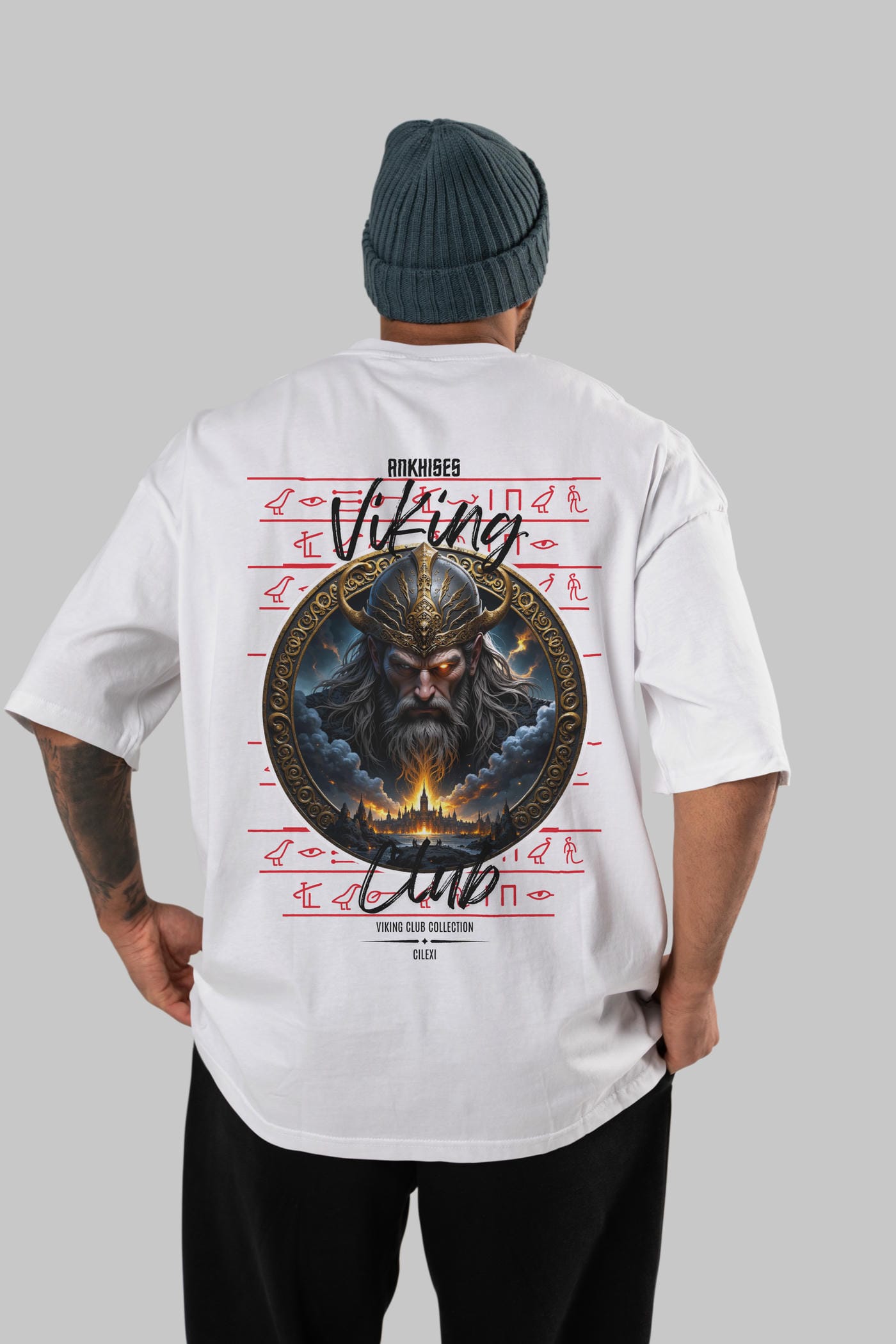Odin 2 Arka Baskılı Oversize t-shirt Erkek Kadın %100 Pamuk Bisiklet Yaka tişort