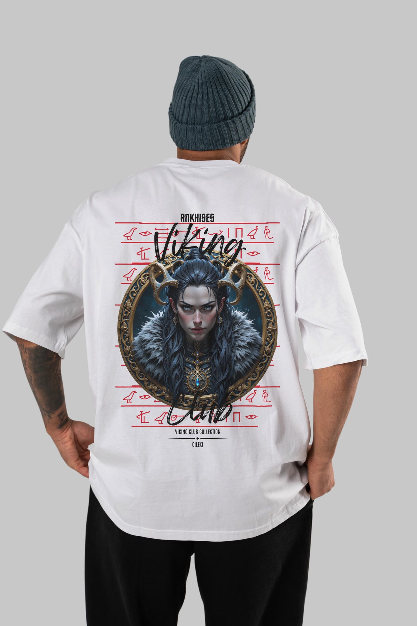 Viking Mitolojisi Serisi 18 Arka Baskılı Oversize t-shirt Erkek Kadın %100 Pamuk Bisiklet Yaka tişort