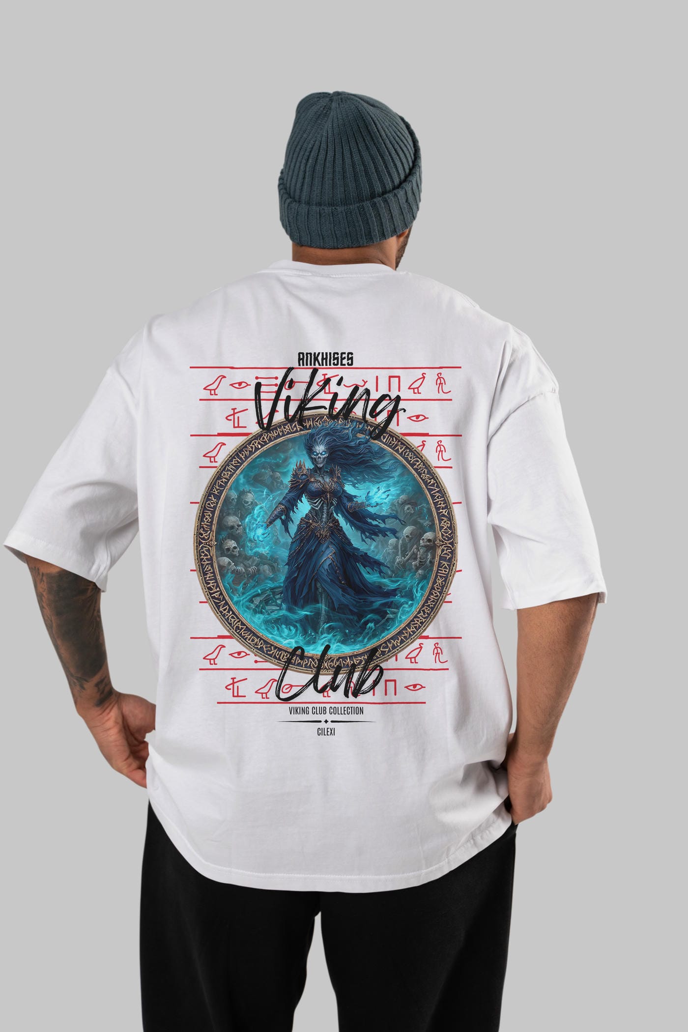 Hel Baskılı Oversize t-shirt Erkek Kadın %100 Pamuk Bisiklet Yaka tişort
