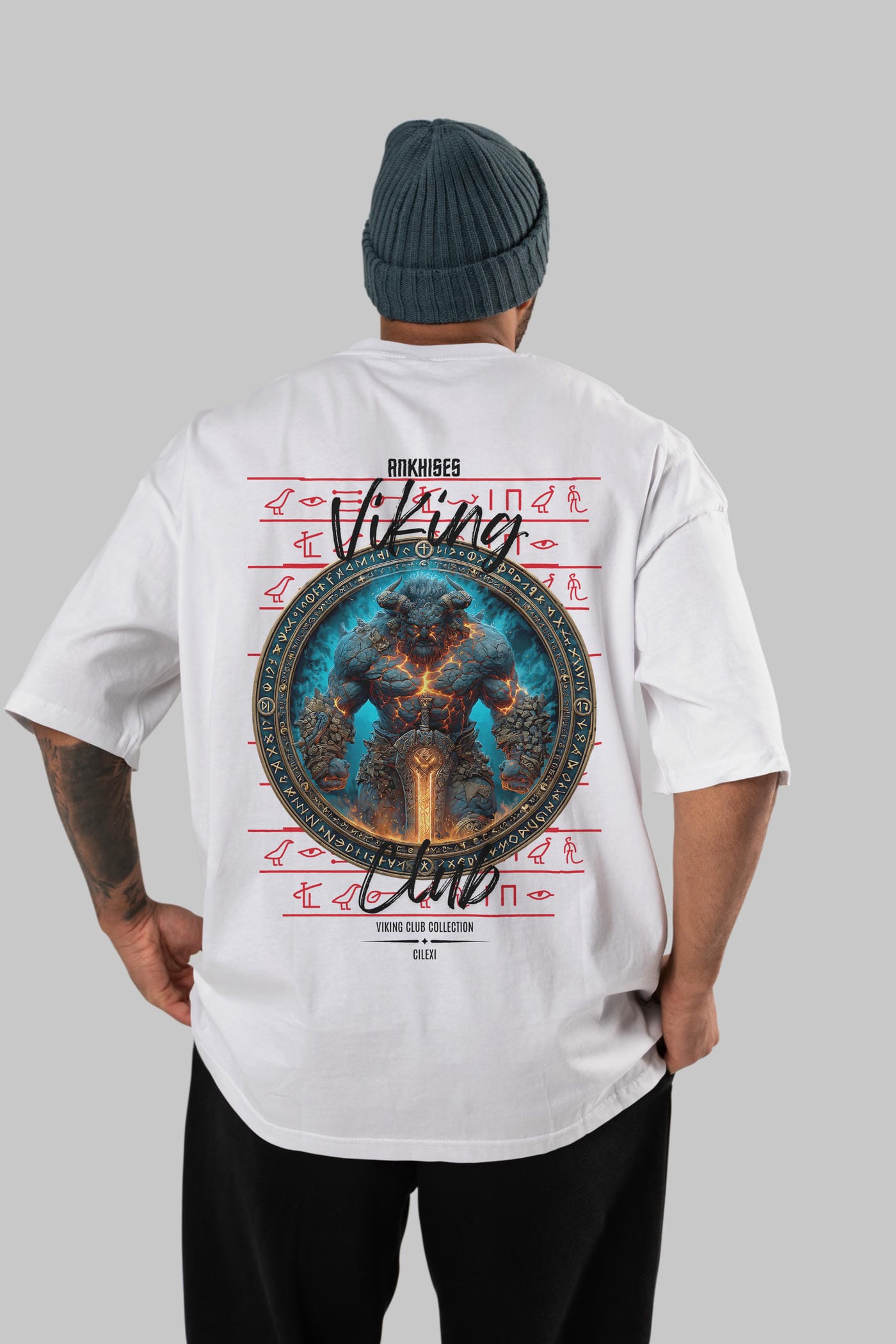 Surtr Arka Baskılı Oversize t-shirt Erkek Kadın %100 Pamuk Bisiklet Yaka tişort