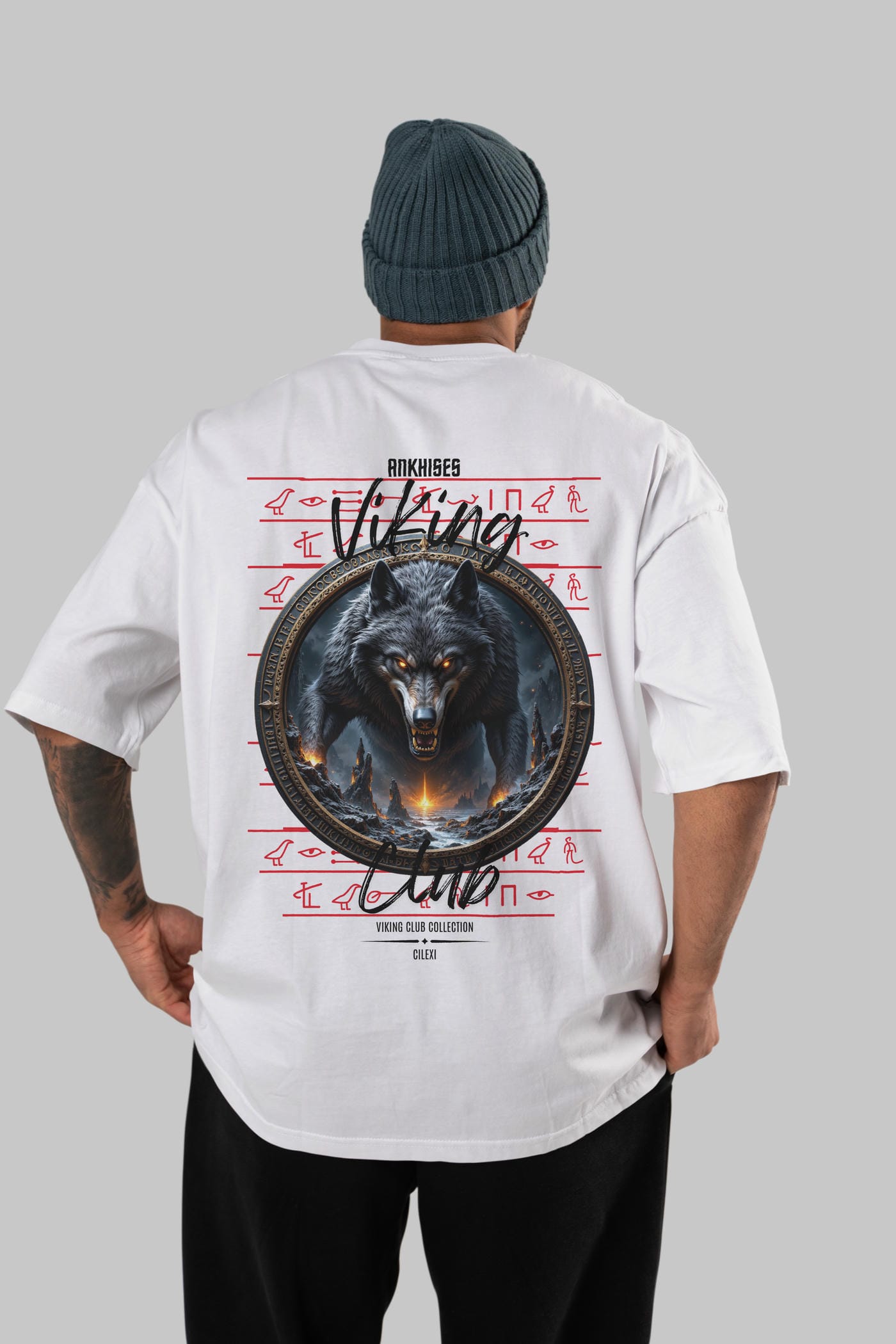 Viking Mitolojisi Serisi 28 Arka Baskılı Oversize t-shirt Erkek Kadın %100 Pamuk Bisiklet Yaka tişort