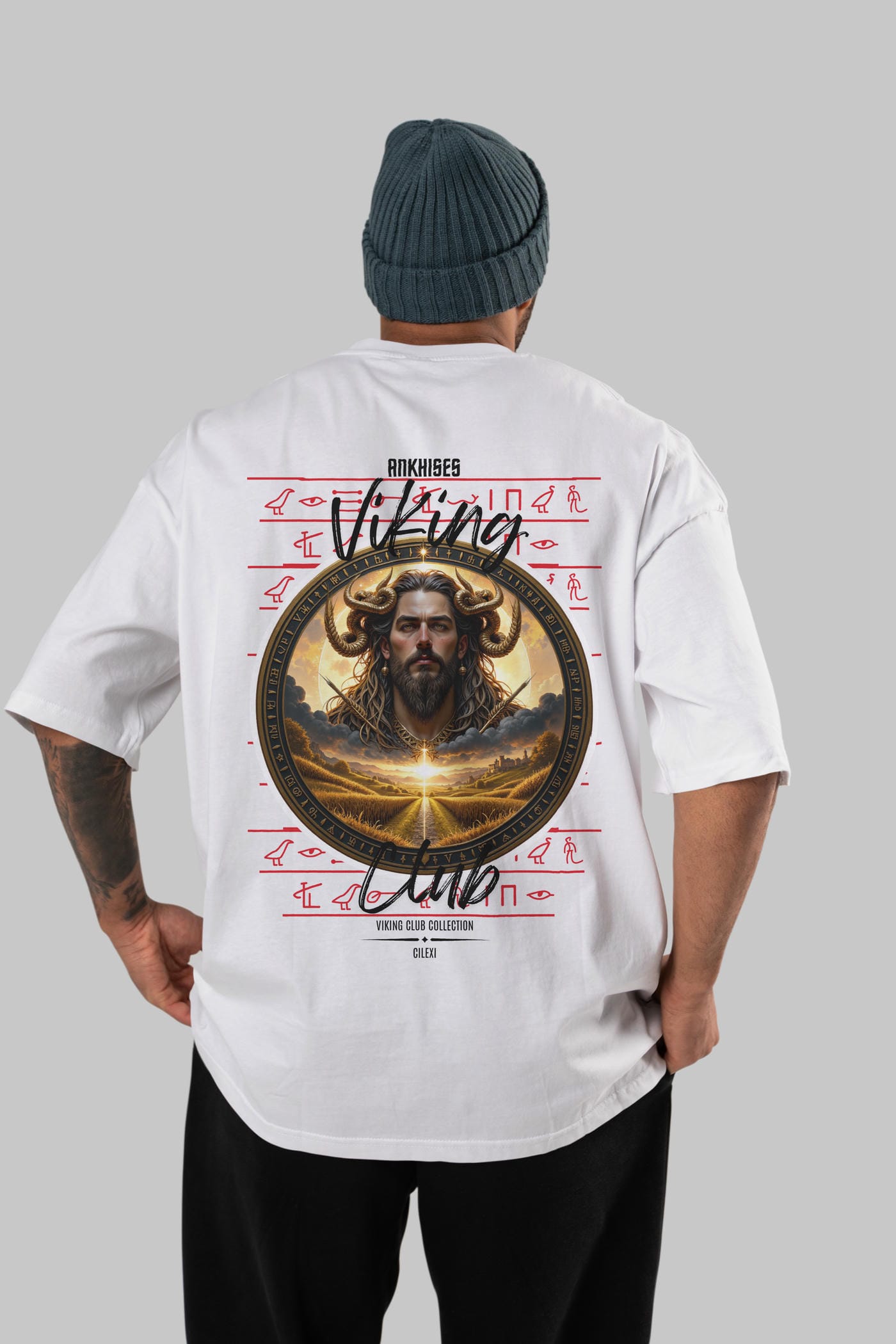 Viking Mitolojisi Serisi 3 Arka Baskılı Oversize t-shirt Erkek Kadın %100 Pamuk Bisiklet Yaka tişort