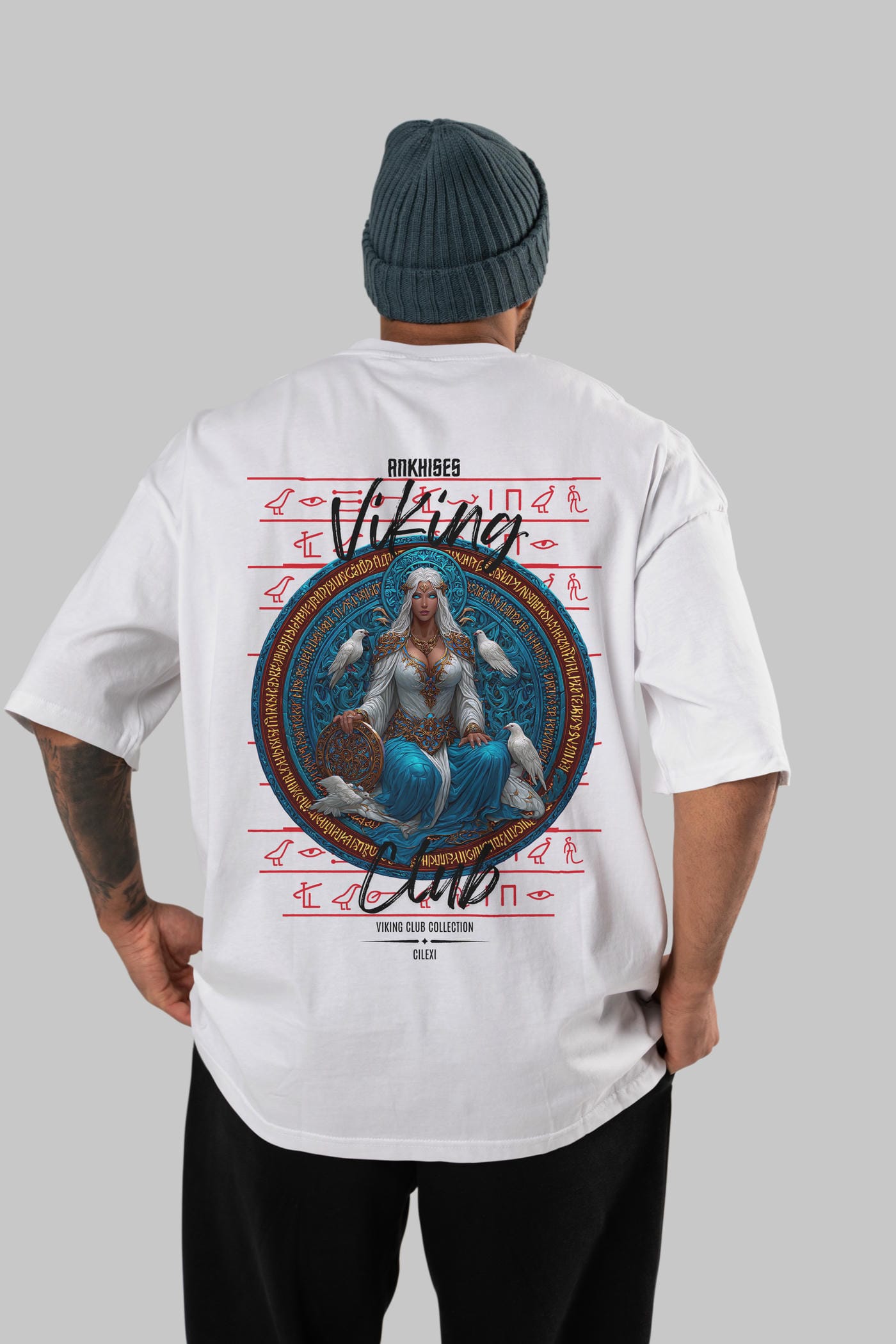 Frigg Baskılı Oversize t-shirt Erkek Kadın %100 Pamuk Bisiklet Yaka tişort