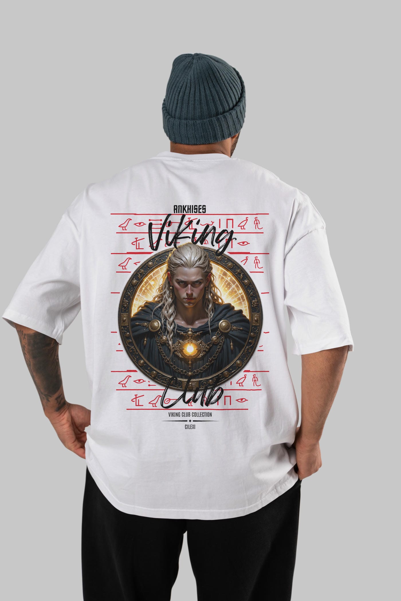 Viking Mitolojisi Serisi 14 Arka Baskılı Oversize t-shirt Erkek Kadın %100 Pamuk Bisiklet Yaka tişort