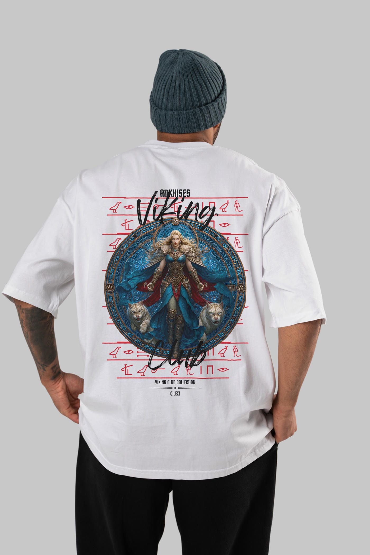 Freyja Baskılı Oversize t-shirt Erkek Kadın %100 Pamuk Bisiklet Yaka tişort