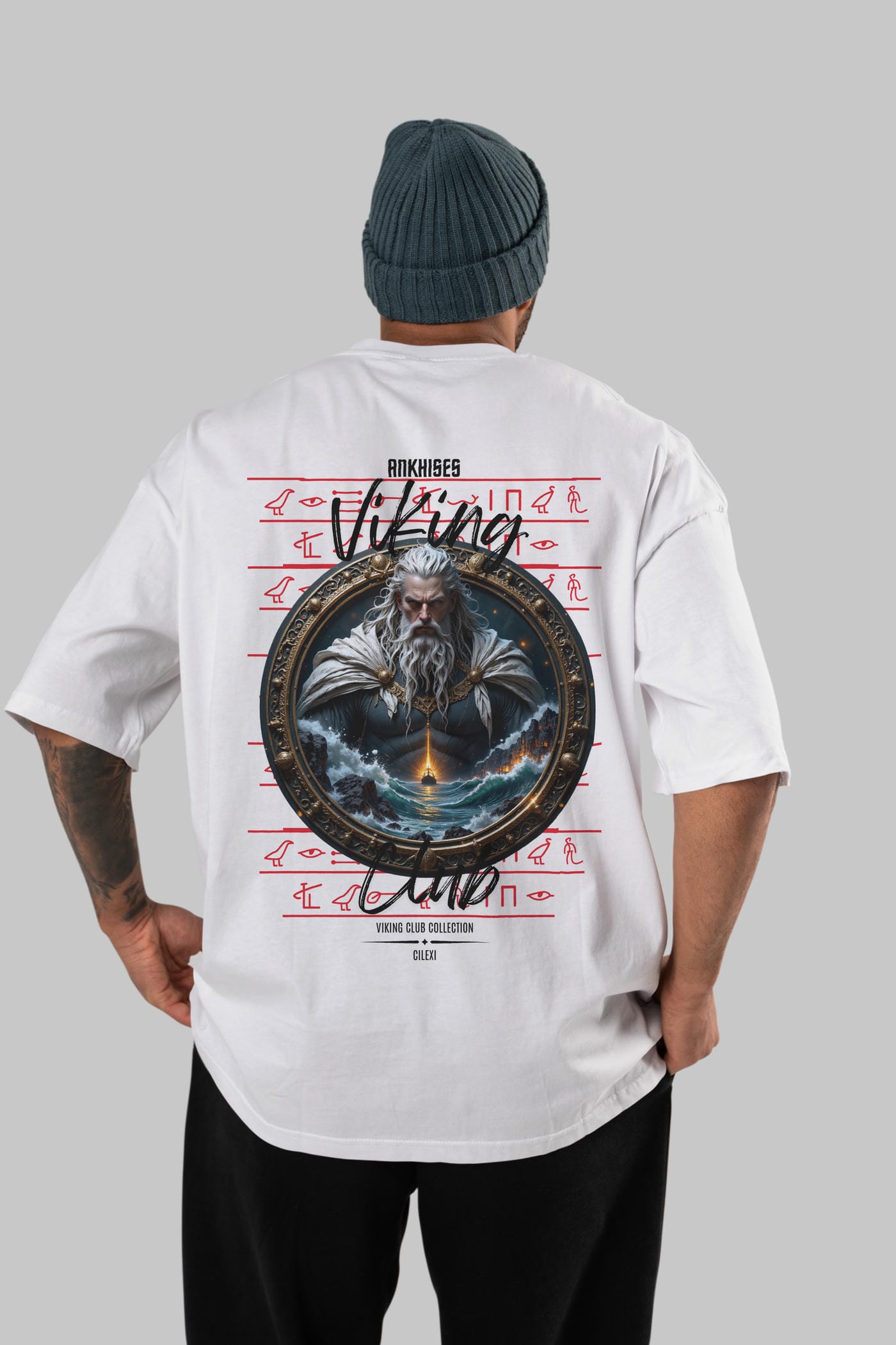 Viking Mitolojisi Serisi 13 Arka Baskılı Oversize t-shirt Erkek Kadın %100 Pamuk Bisiklet Yaka tişort