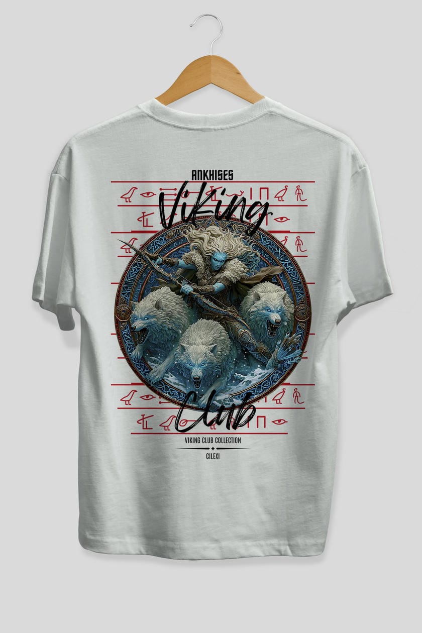 Skadi Arka Baskılı Oversize t-shirt Erkek Kadın %100 Pamuk Bisiklet Yaka tişort