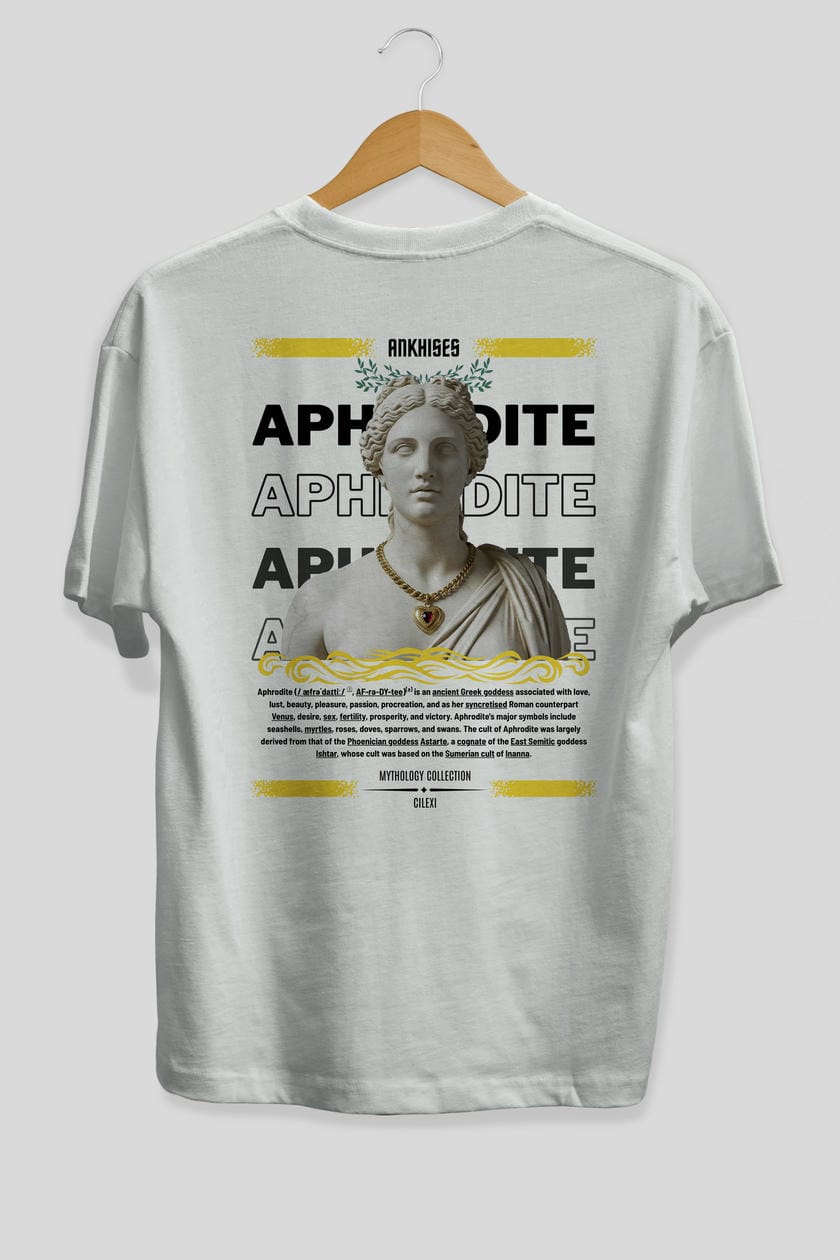 Aphrodite 1 Arka Baskılı Oversize t-shirt Erkek Kadın %100 Pamuk Bisiklet Yaka tişort