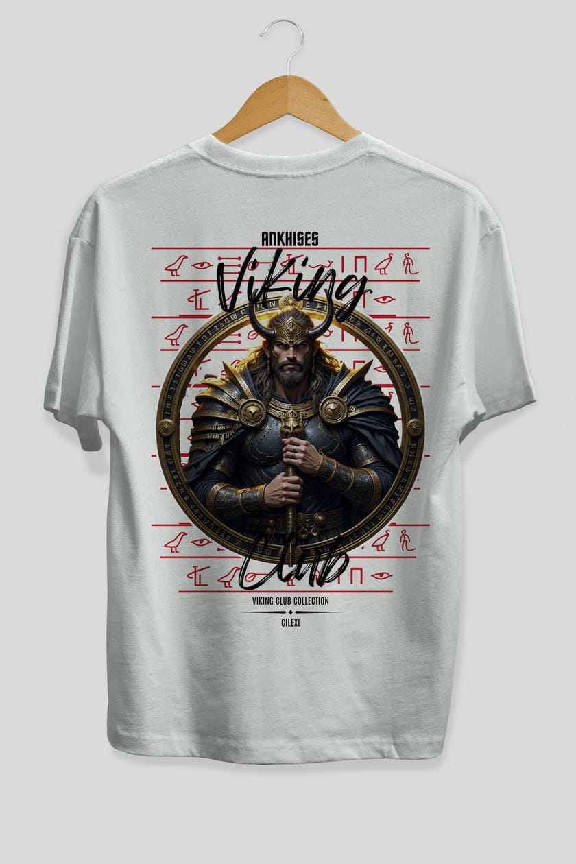 Viking Mitolojisi Serisi 8 Arka Baskılı Oversize t-shirt Erkek Kadın %100 Pamuk Bisiklet Yaka tişort