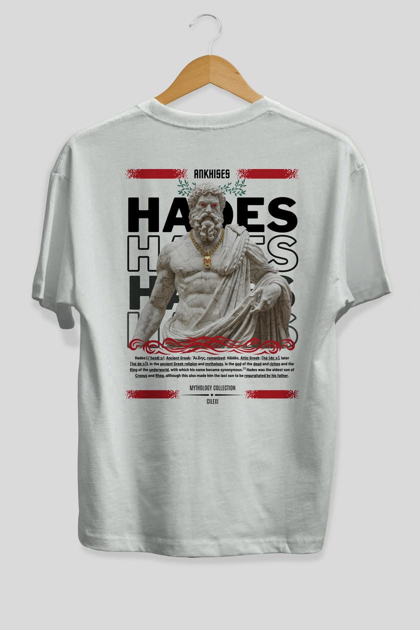 Hades 2 Arka Baskılı Oversize t-shirt Erkek Kadın %100 Pamuk Bisiklet Yaka tişort
