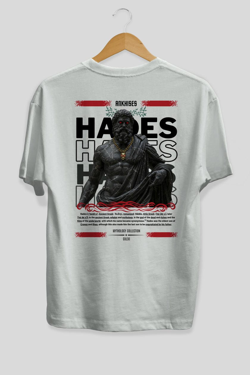 Hades 1 Arka Baskılı Oversize t-shirt Erkek Kadın %100 Pamuk Bisiklet Yaka tişort