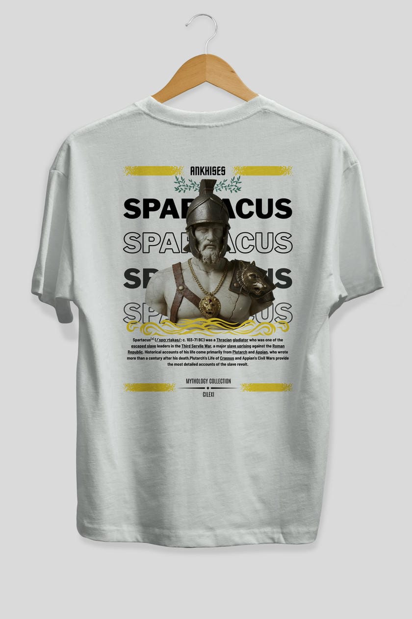 Spartacus 2 Arka Baskılı Oversize t-shirt Erkek Kadın %100 Pamuk Bisiklet Yaka tişort