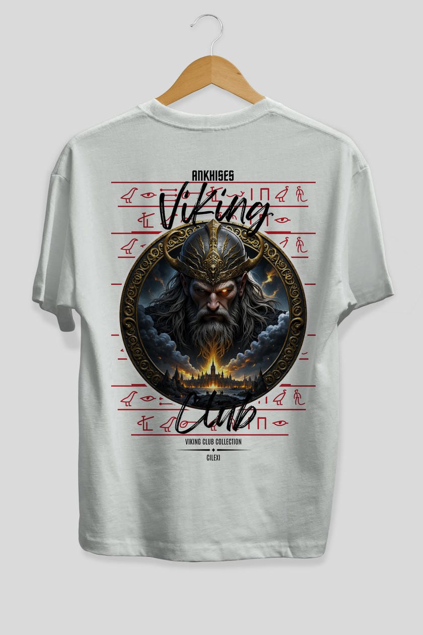 Odin 2 Arka Baskılı Oversize t-shirt Erkek Kadın %100 Pamuk Bisiklet Yaka tişort