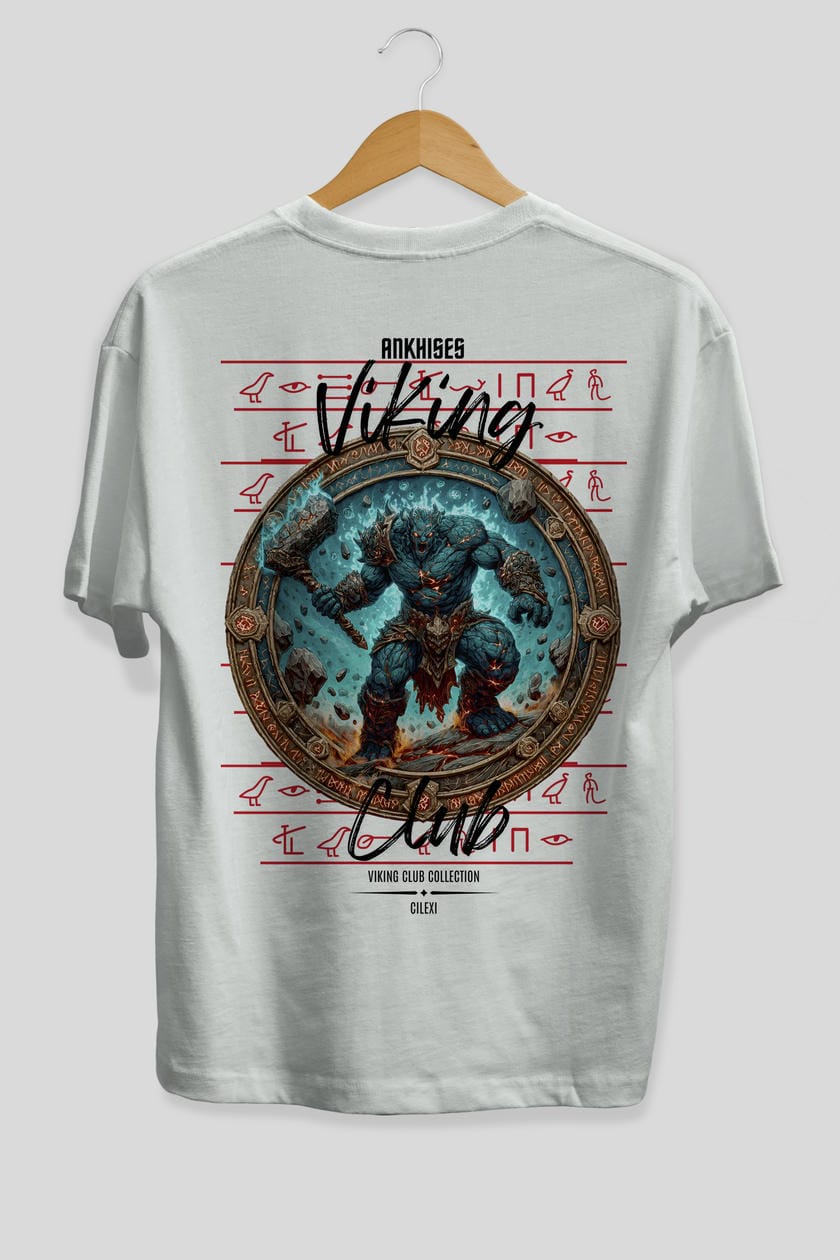 Hrungnir Baskılı Oversize t-shirt Erkek Kadın %100 Pamuk Bisiklet Yaka tişort