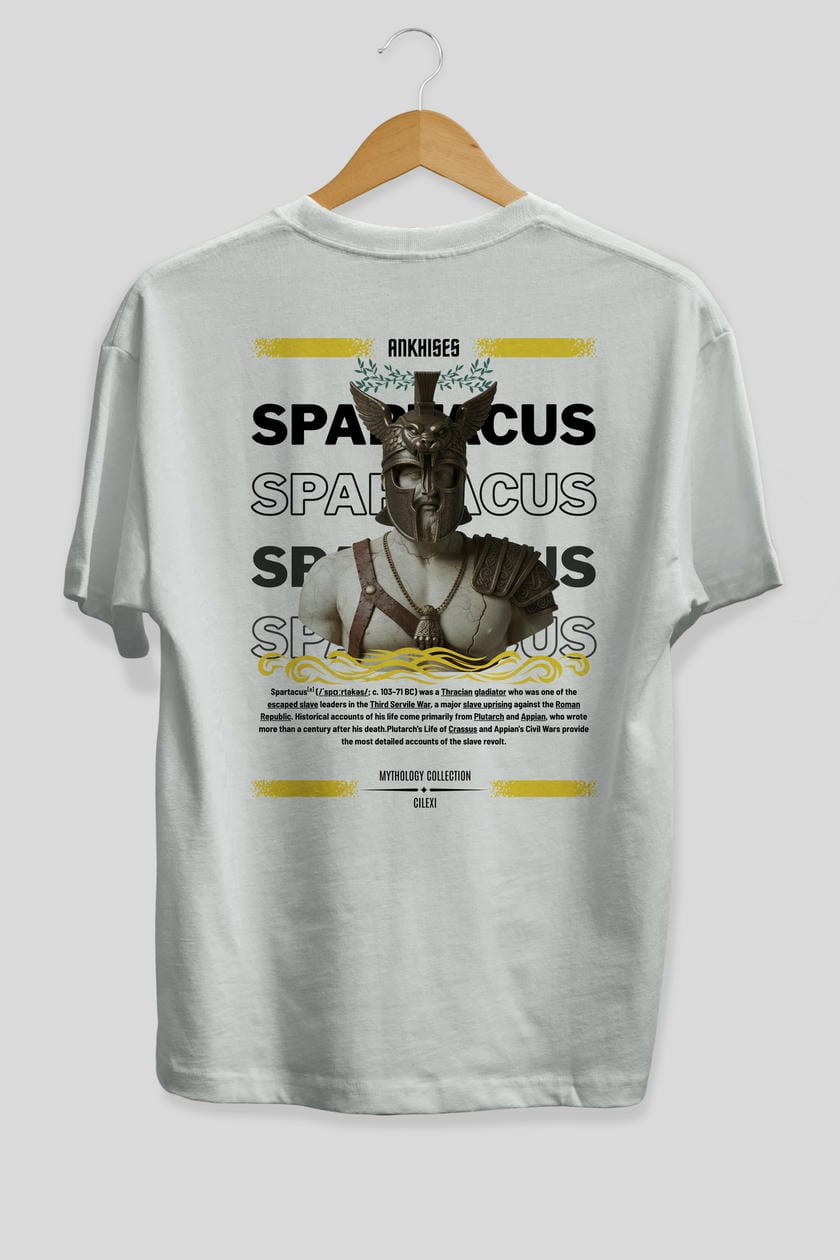 Spartacus 1 Arka Baskılı Oversize t-shirt Erkek Kadın %100 Pamuk Bisiklet Yaka tişort